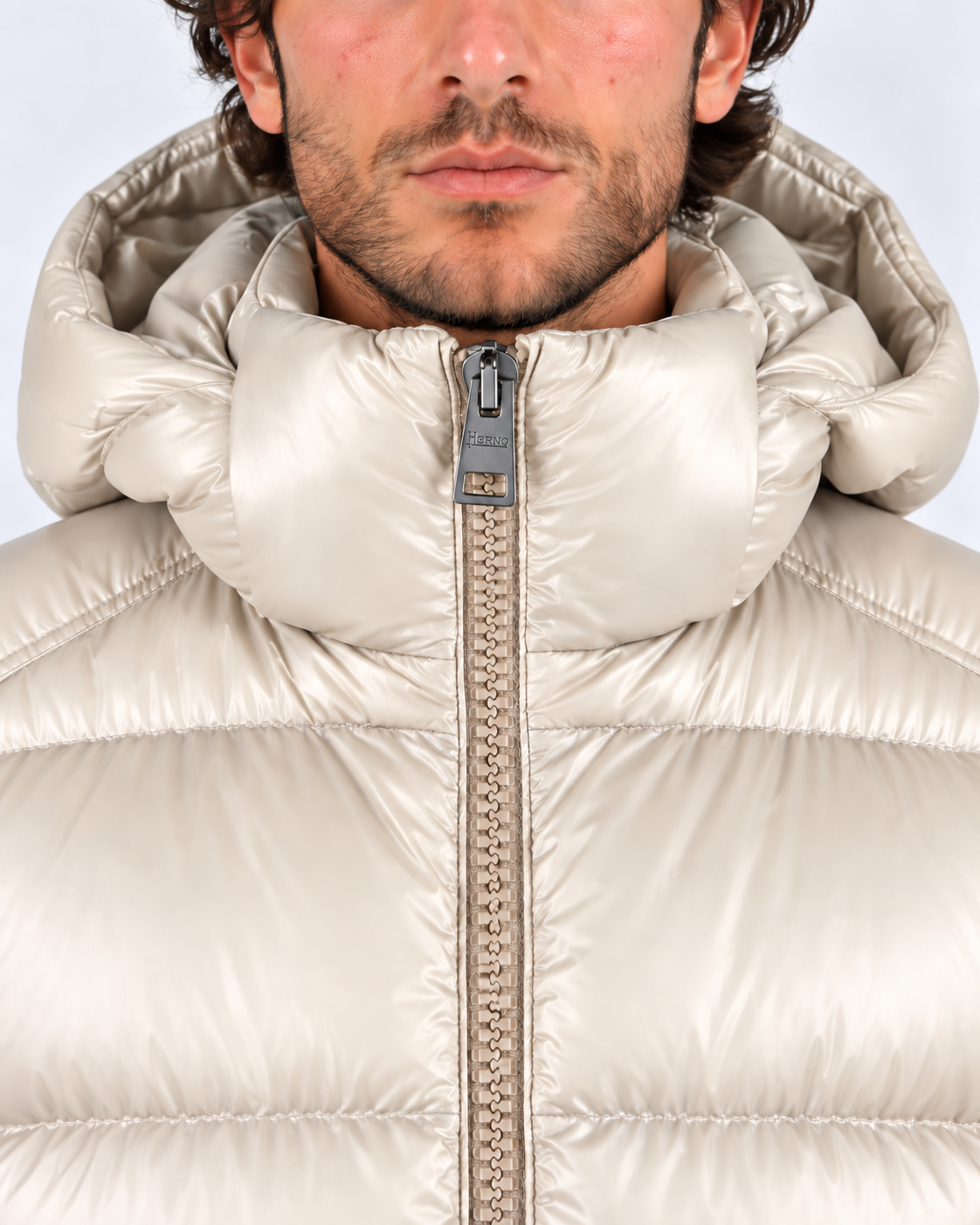 Herno Piumino uomo chantilly con cappuccio e zip a doppio cursore