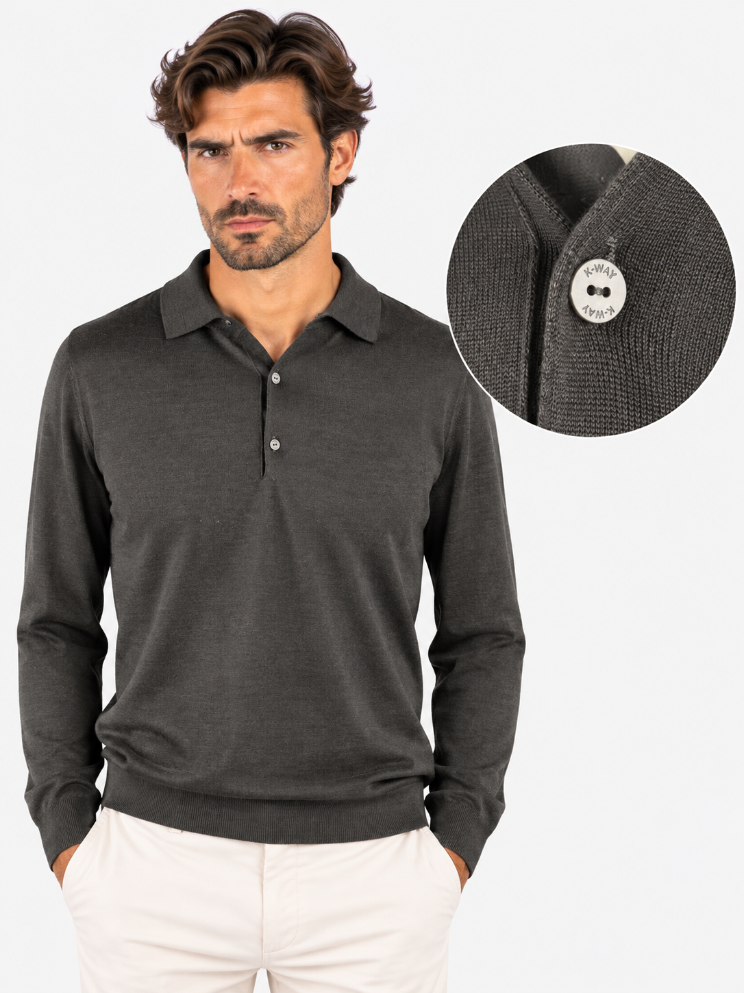 K-Way Polo Rey Wool Silk Cashmere nero Black Pure