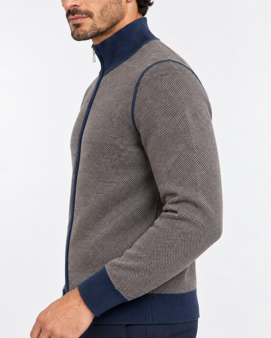 Gran Sasso Cardigan uomo in lana vergine moro blu