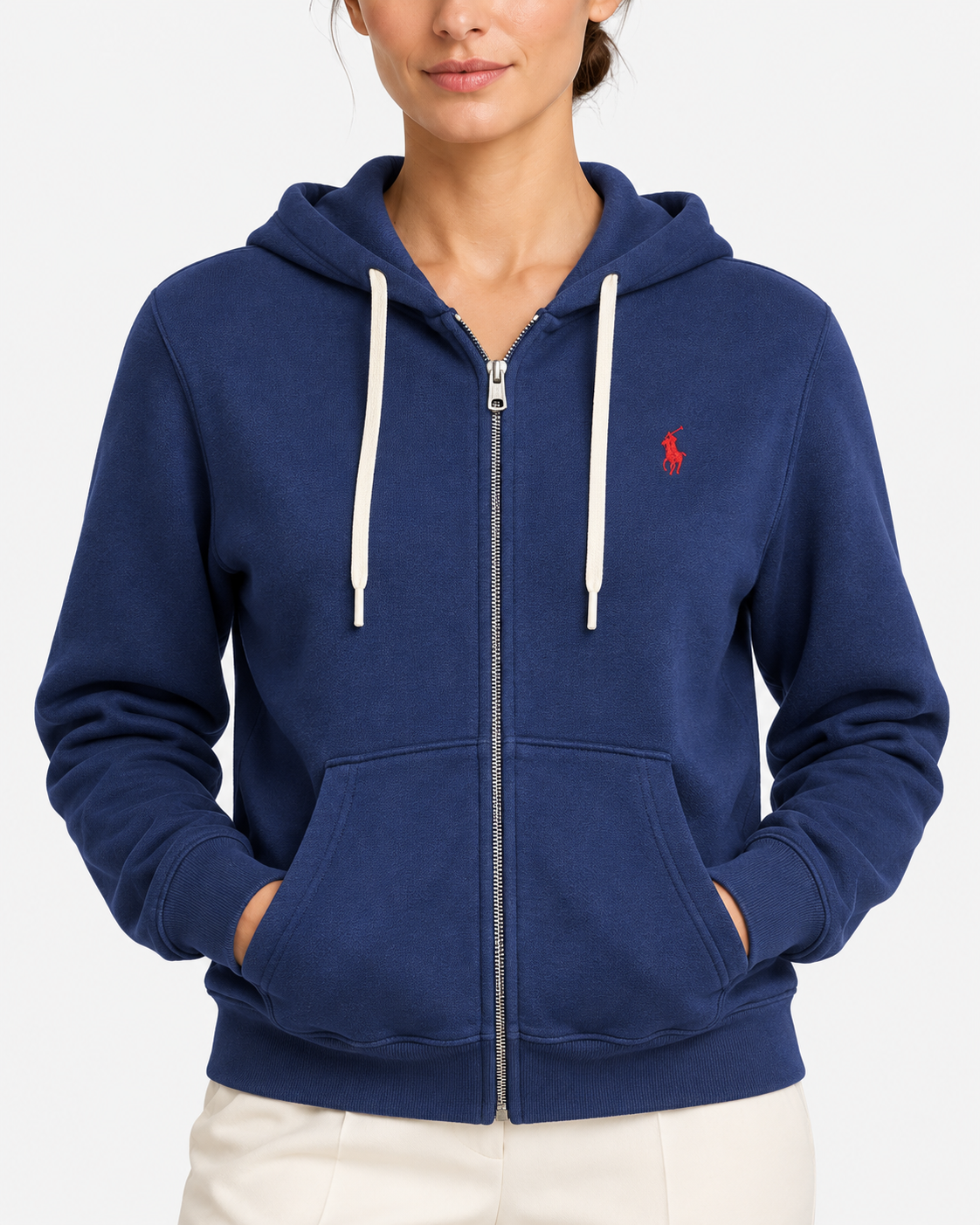 Polo Ralph Lauren Felpa Donna Blu con Cappuccio e Zip