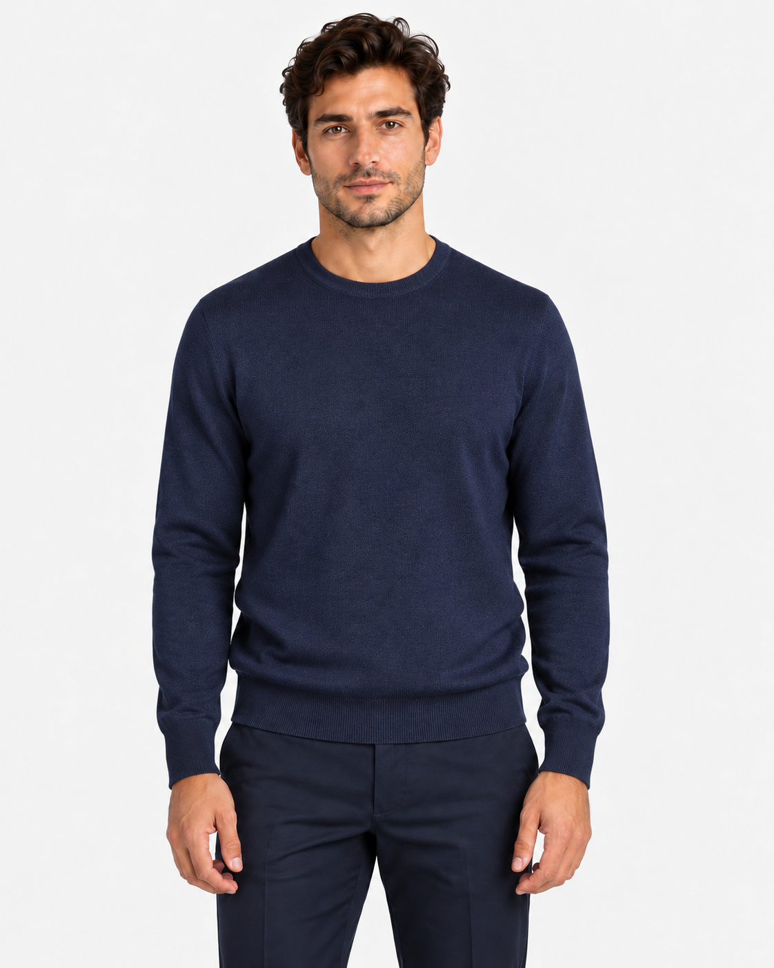 Gran Sasso Maglia Uomo Girocollo in Lana Blu Avio