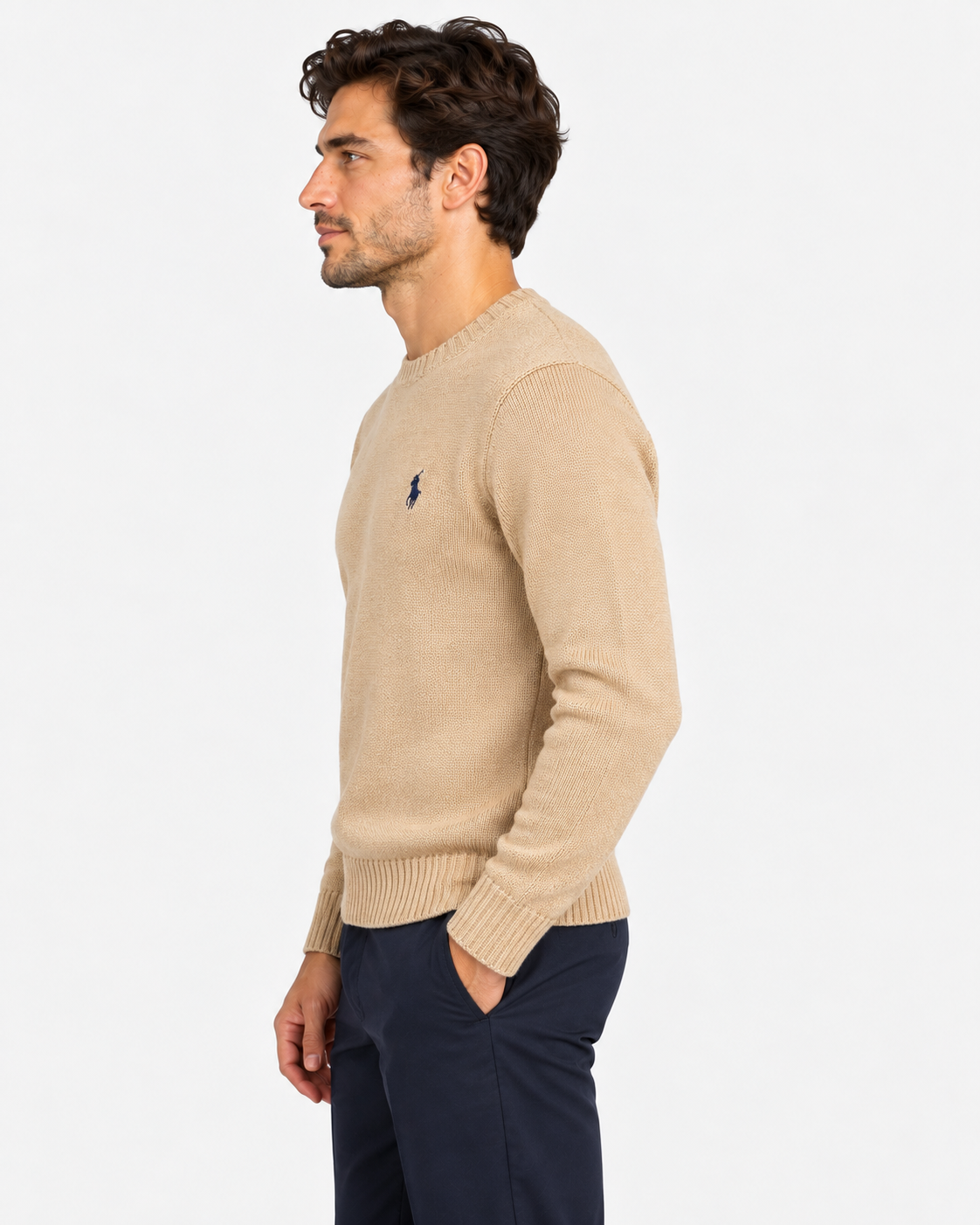 Polo Ralph Lauren Maglione Uomo Girocollo in Cotone Brown