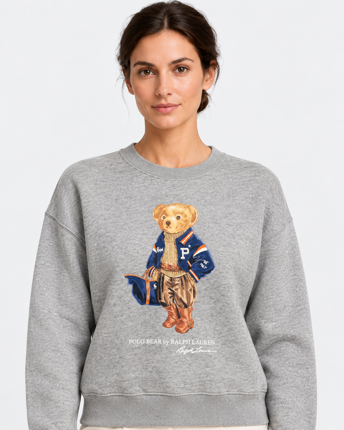 Polo Ralph Lauren Felpa Donna Polo Bear Girocollo Grigio Mélange