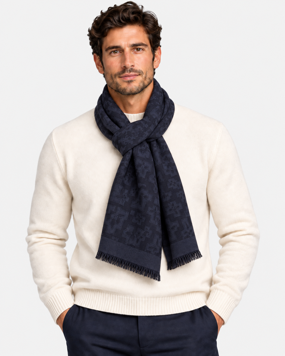 Tagliatore Sciarpa uomo in lana blu