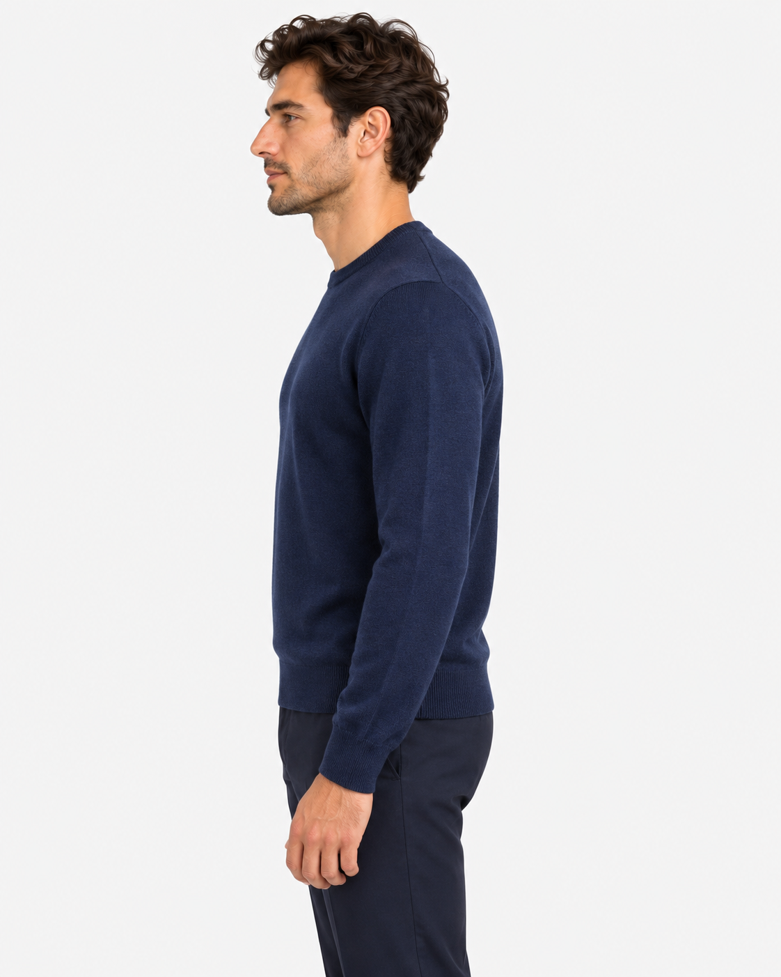Gran Sasso Maglia Uomo Girocollo in Lana Blu Avio