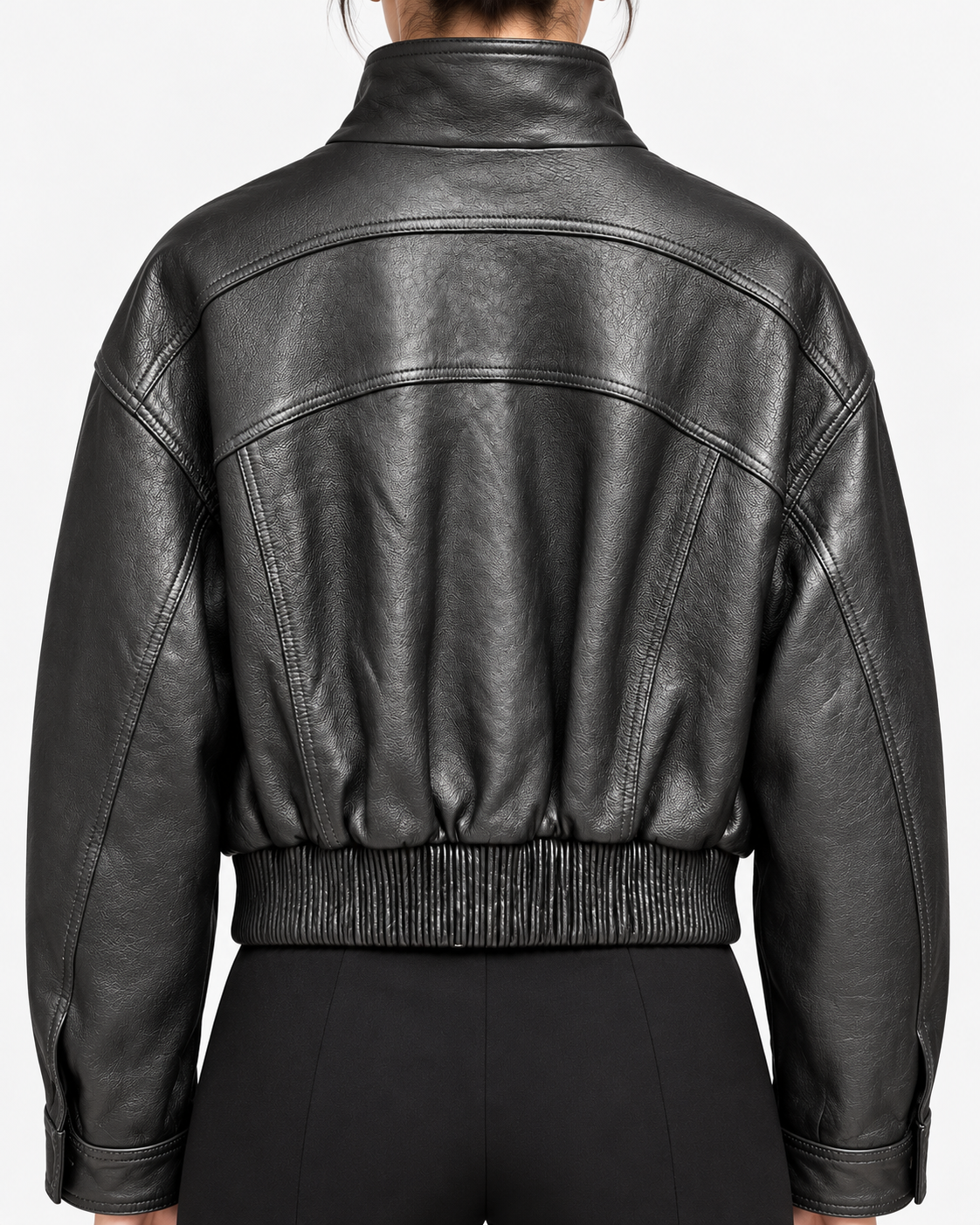 Fay Bomber Donna Cropped in Nappa Washed Nera