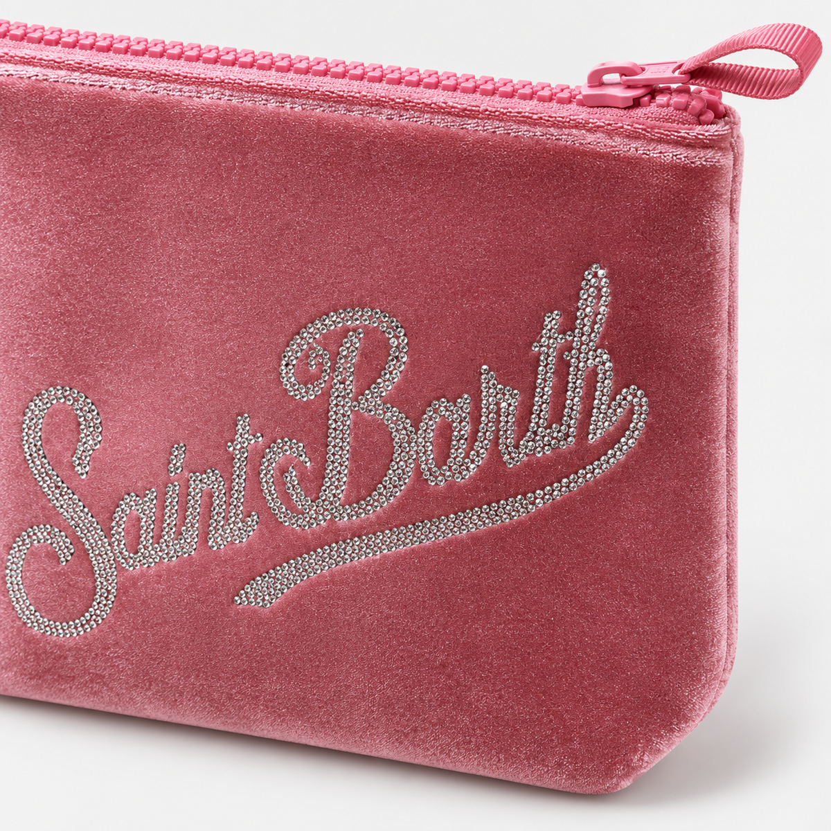 MC2 Saint Barth Pochette Donna Aline in Velluto Rosa con Strass
