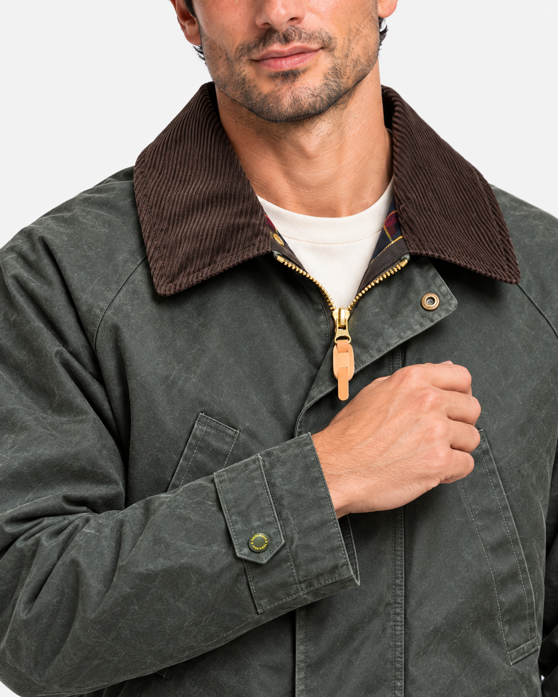 Manifattura Ceccarelli Giubbotto Uomo Dark Green con Collo in Velluto