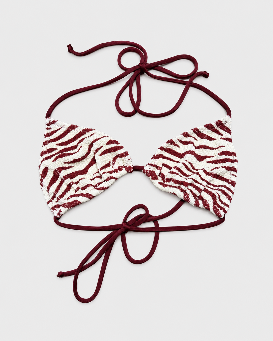 Top bikini Leah triangolo in tessuto crinkle zebrato