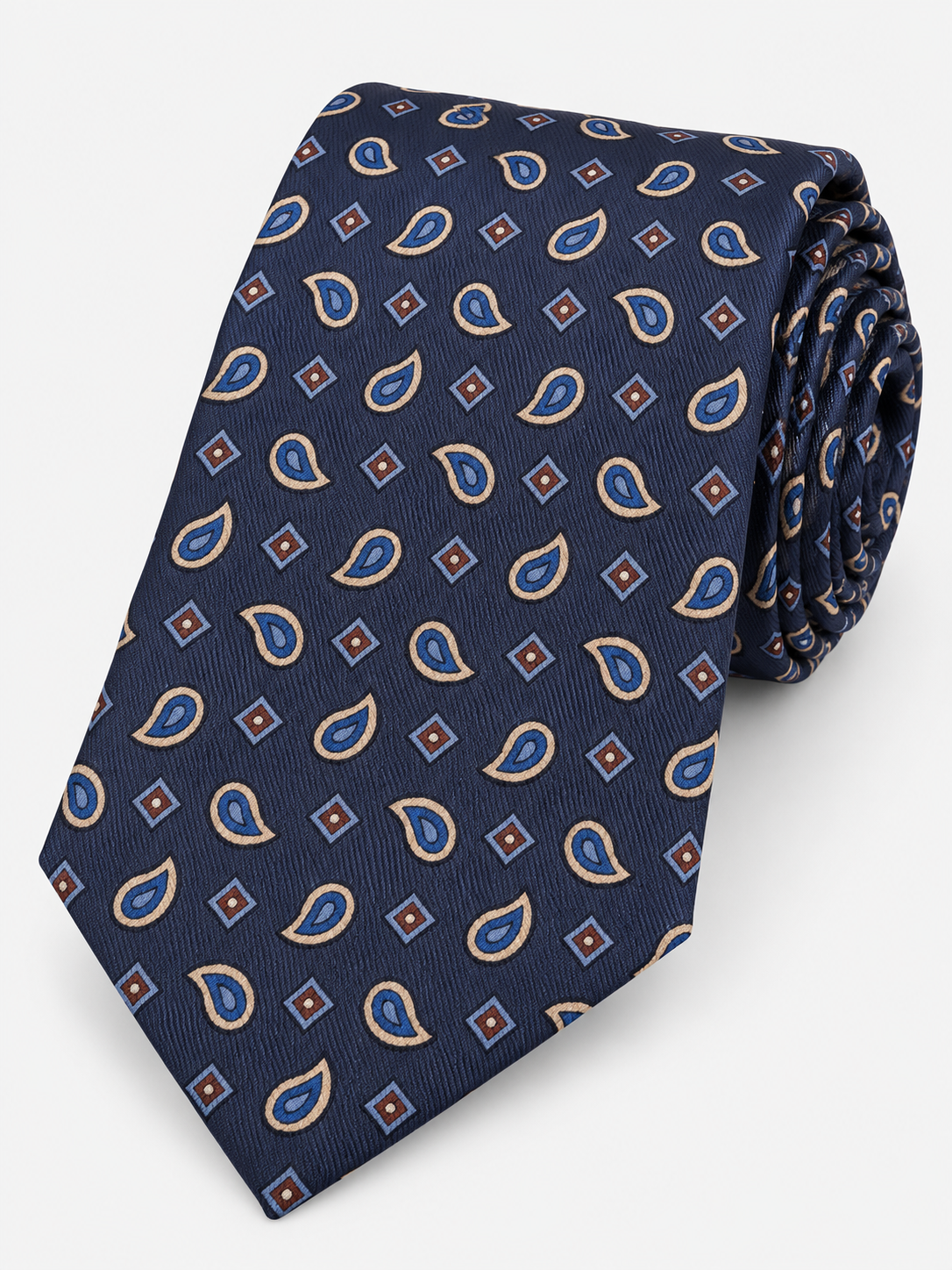 Fefè Cravatta Uomo in Seta Paisley Doppio Blu
