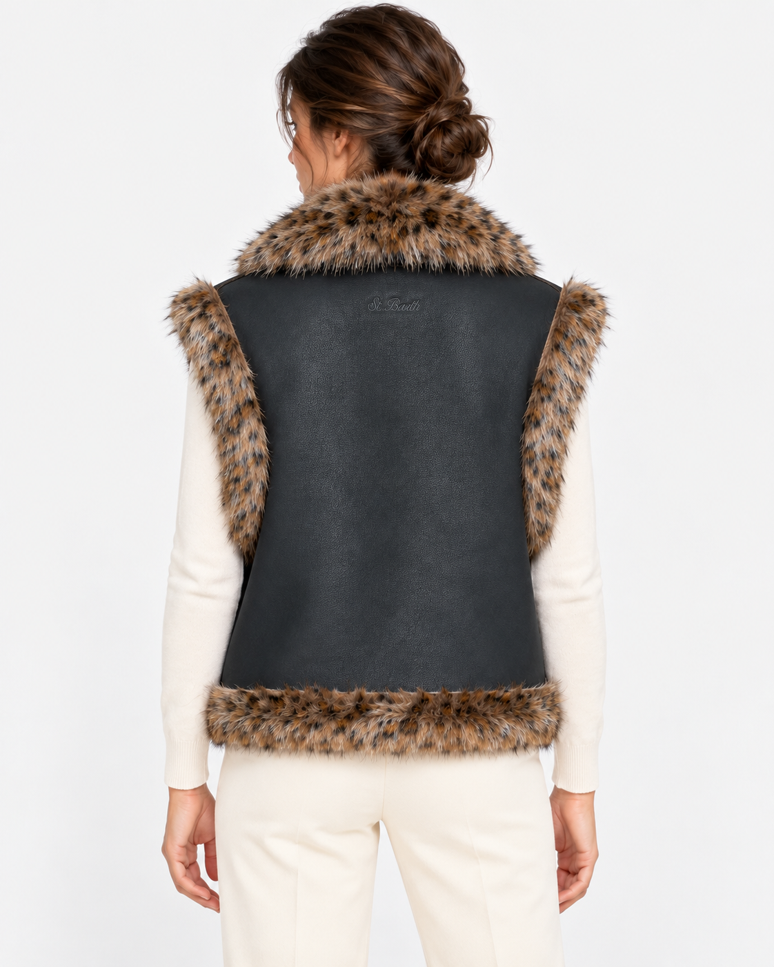MC2 Saint Barth Gilet Donna Hesketh Nero con Dettagli Animalier