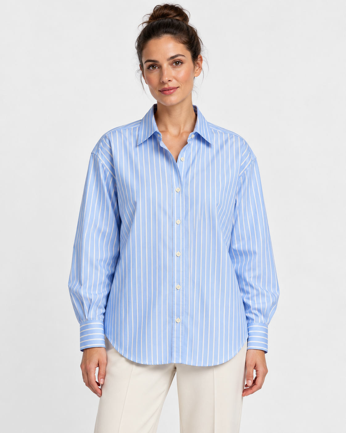 MC2 Saint Barth Camicia Donna Meredith in Cotone a Righe Azzurre e Bianche