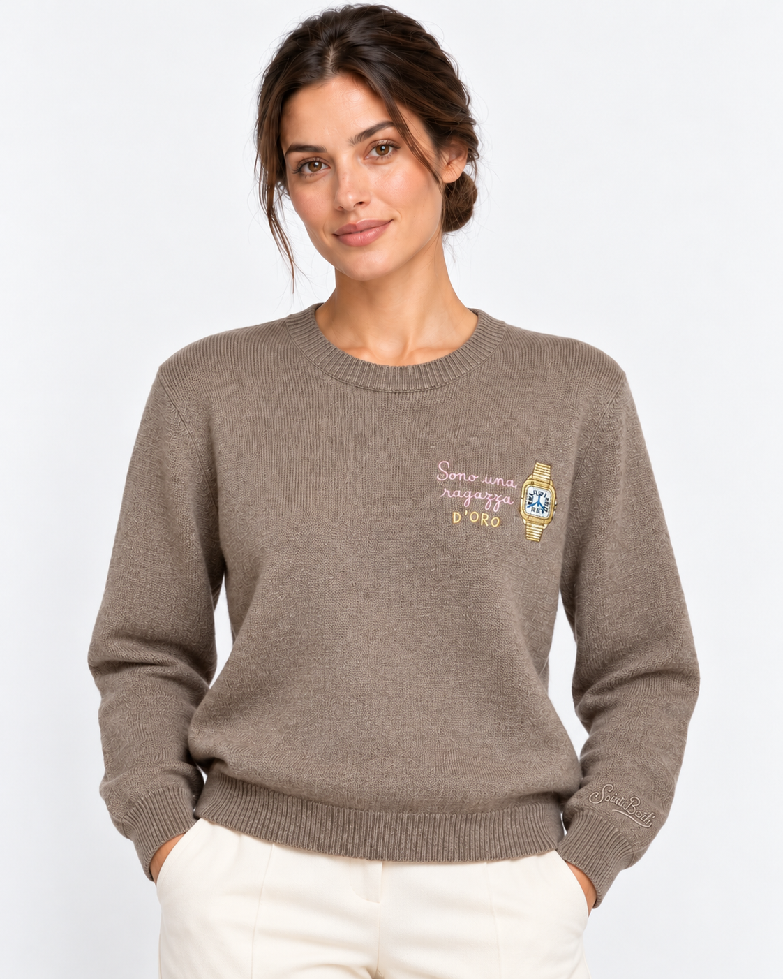 MC2 Saint Barth Maglia Donna New Queen Ragazza d’Oro Tortora