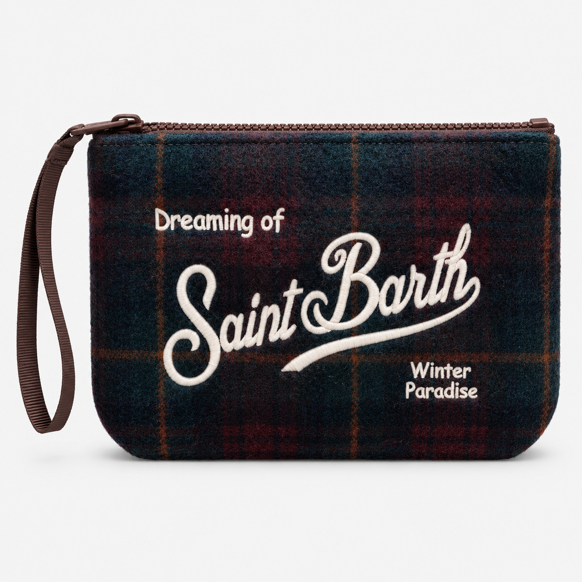 MC2 Saint Barth Pochette Donna Aline Wool Tartan Verde e Bordeaux
