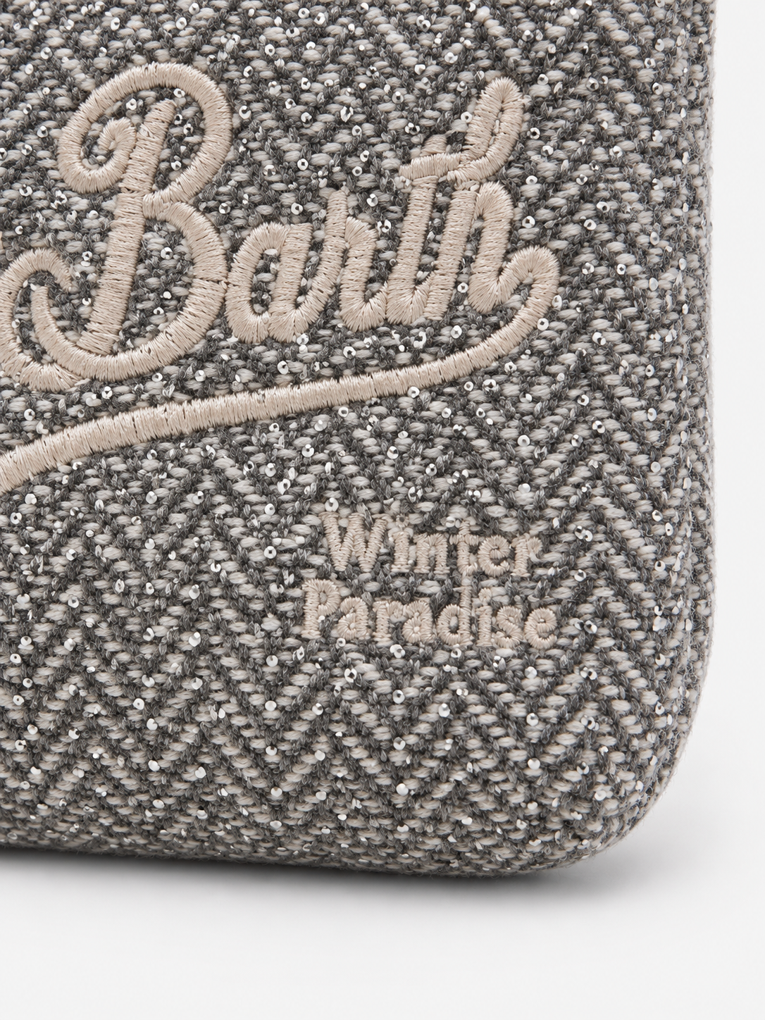 MC2 Saint Barth Pochette Donna Aline Spigata Grigia con Strass
