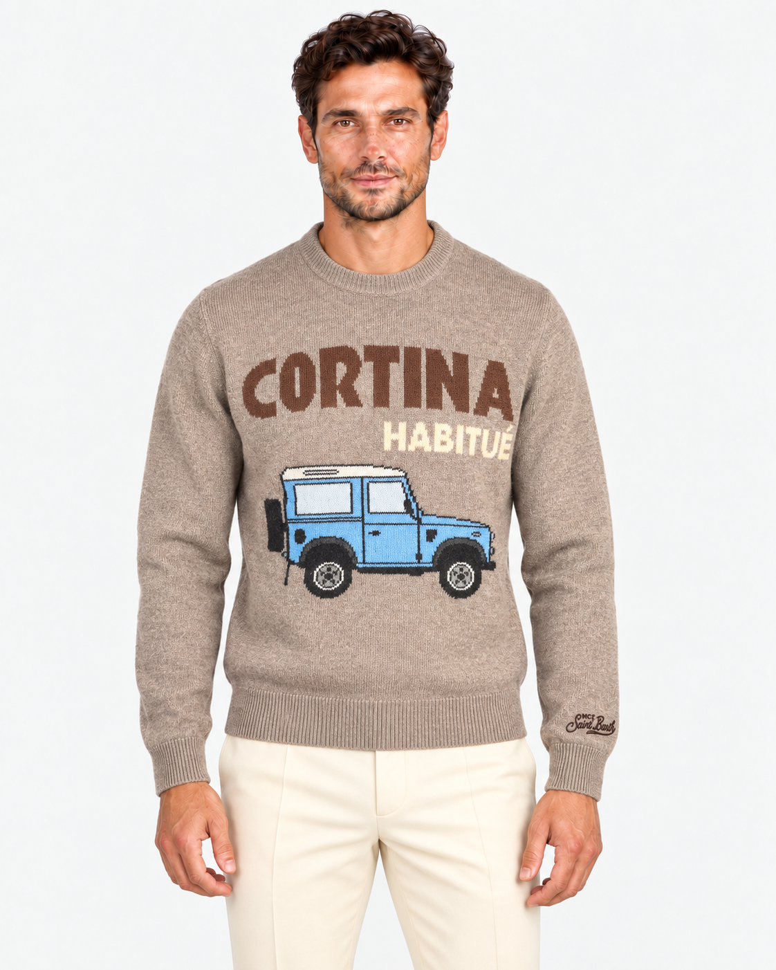 MC2 Saint Barth Maglia Uomo Car Cortina Tortora