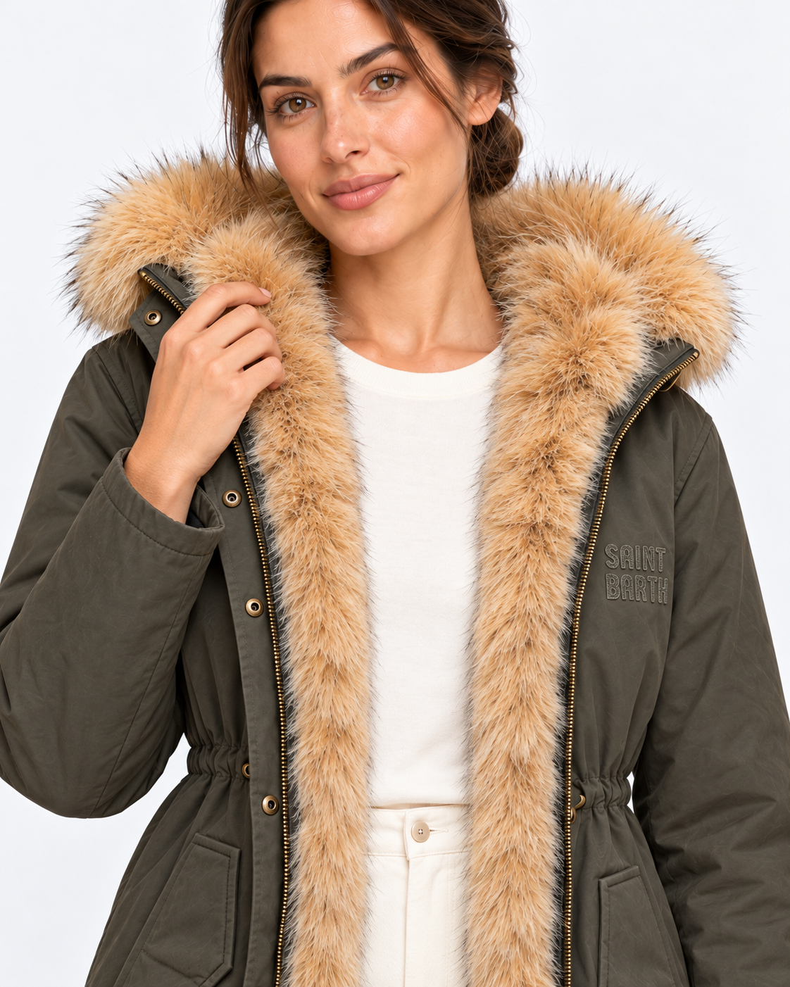 MC2 Saint Barth Parka Donna Brenna Verde Militare