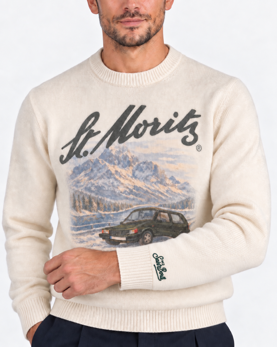 MC2 Saint Barth Maglia Uomo Panda St. Moritz Panna