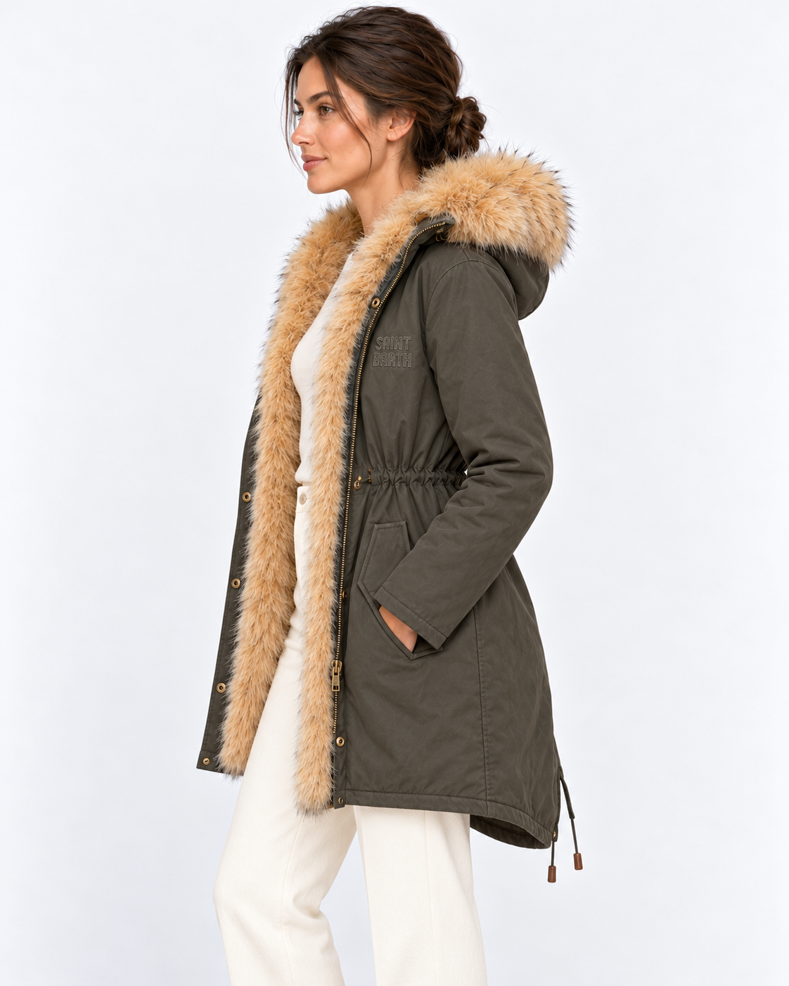 MC2 Saint Barth Parka Donna Brenna Verde Militare