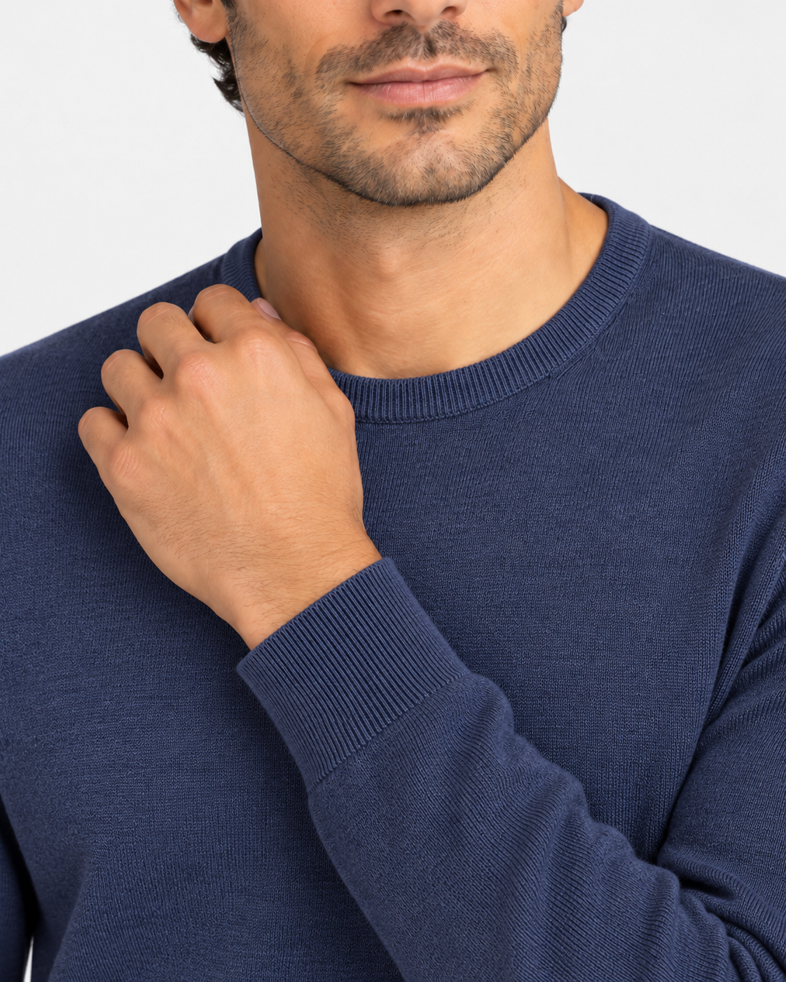 Gran Sasso Maglia Uomo Girocollo in Lana Blue Denim