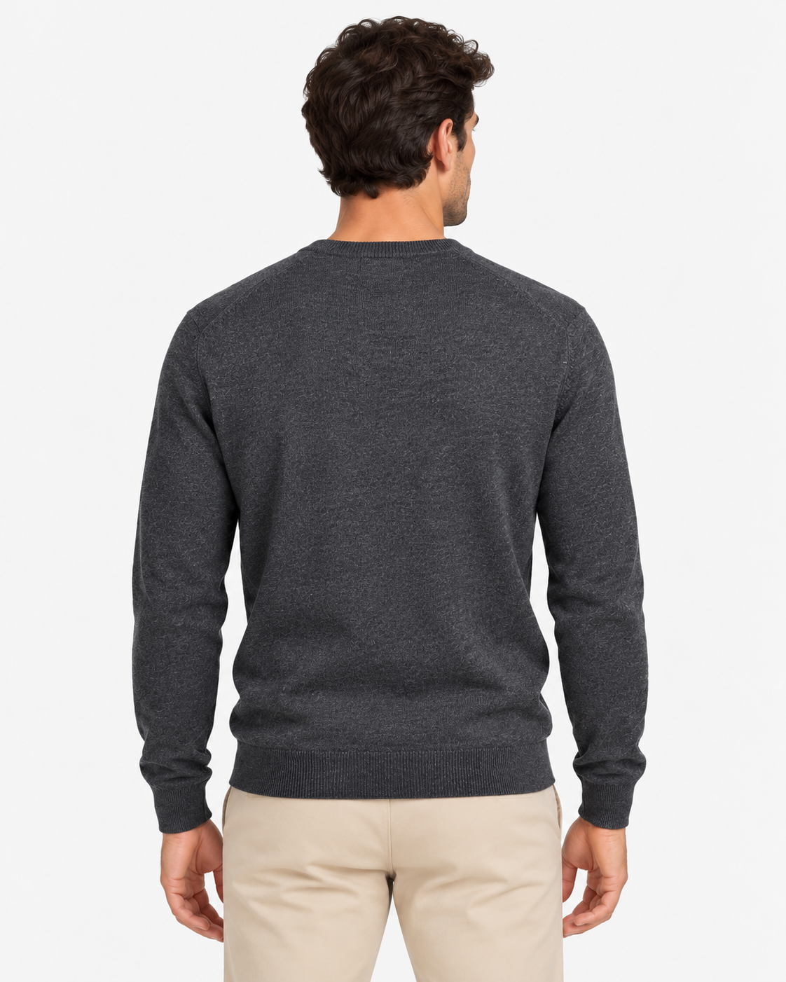 Polo Ralph Lauren Maglione Uomo Girocollo in Pura Lana Grigio Antracite