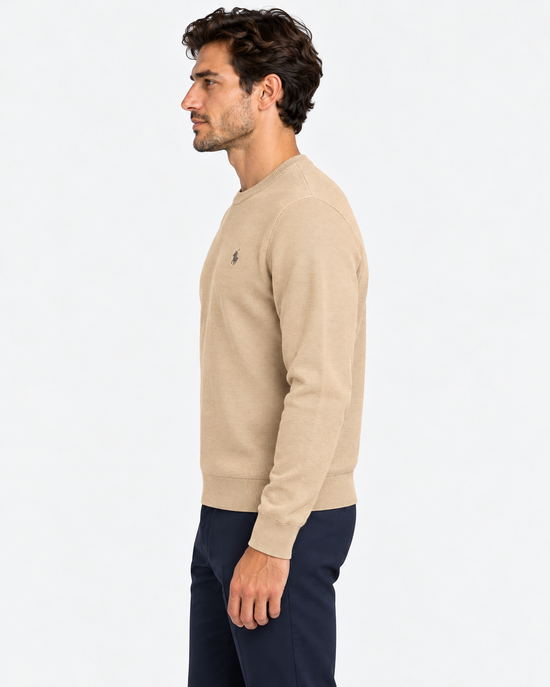Polo Ralph Lauren Maglione Uomo Girocollo in Cotone Nido d’Ape Brown