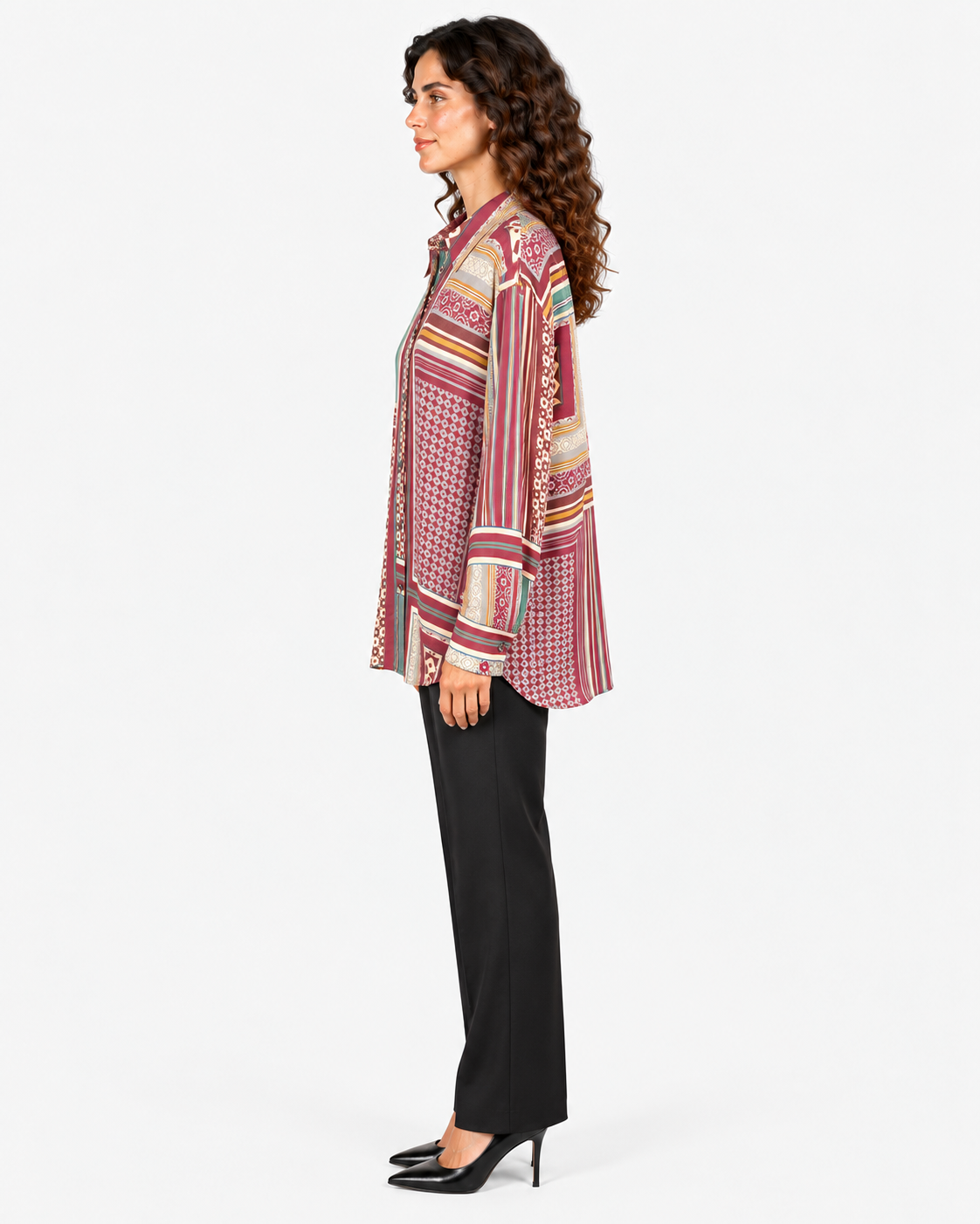Imperial Camicia Donna Beige Bordeaux Fantasia