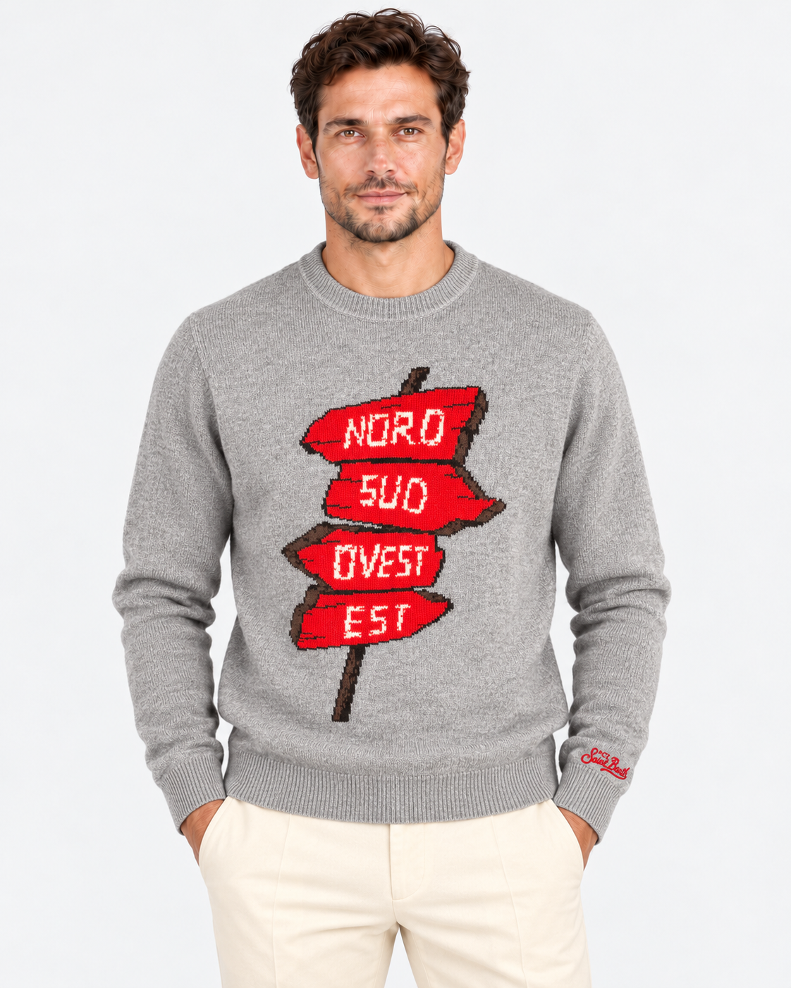 MC2 Saint Barth Maglia Uomo 883 Nord Sud Grigia