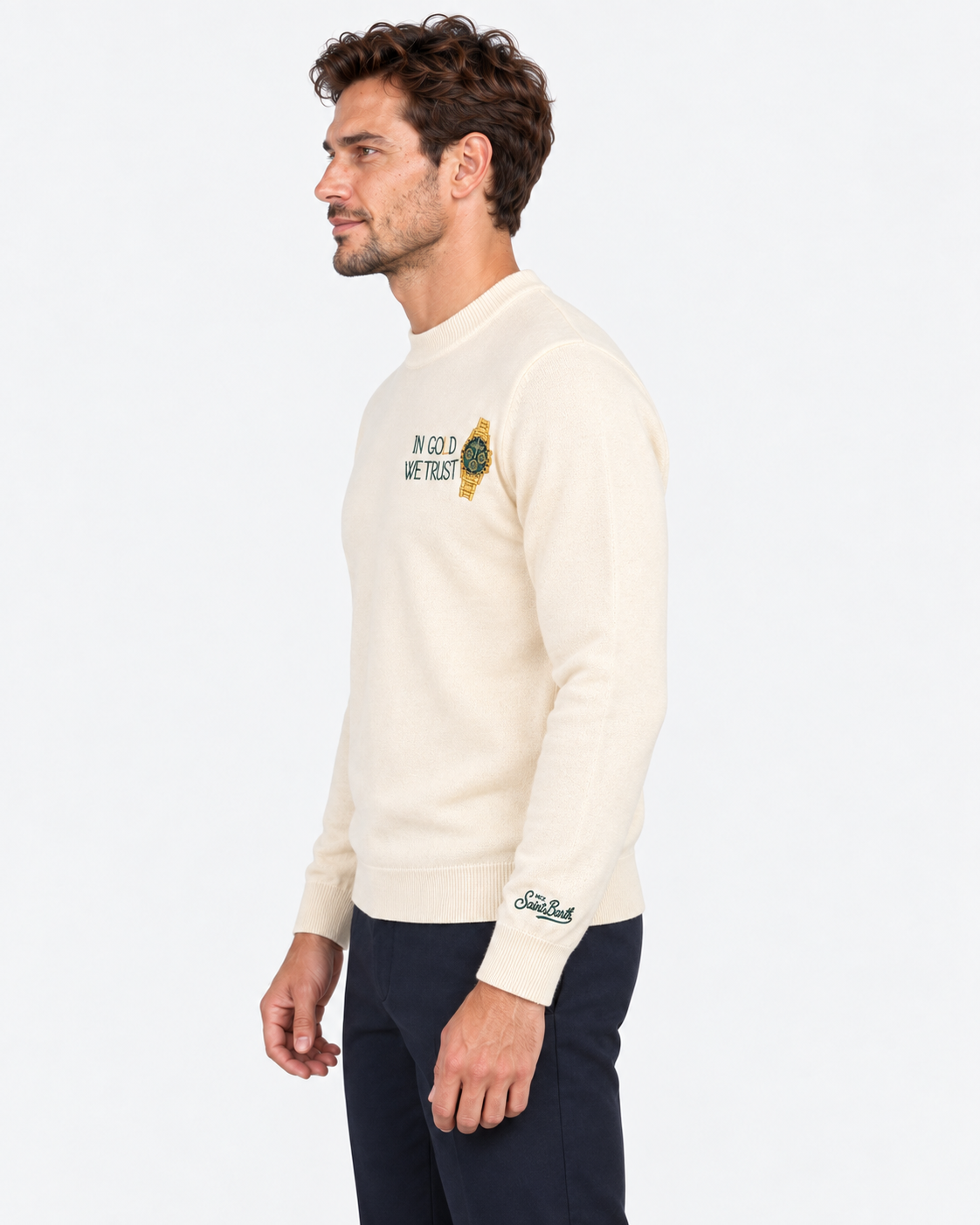 MC2 Saint Barth Maglia Uomo Gold Trust Panna
