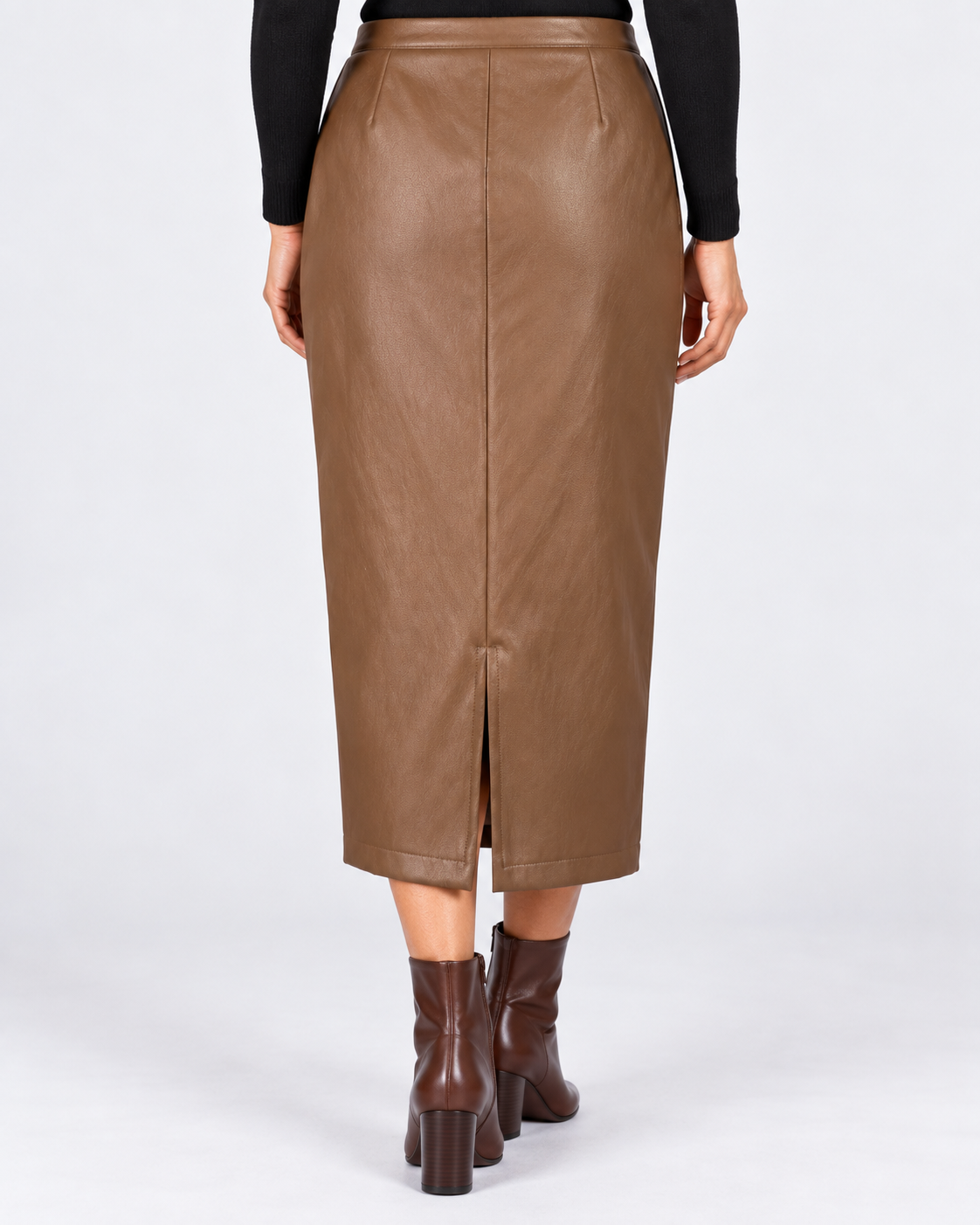 Dixie gonna midi donna in ecopelle cuoio