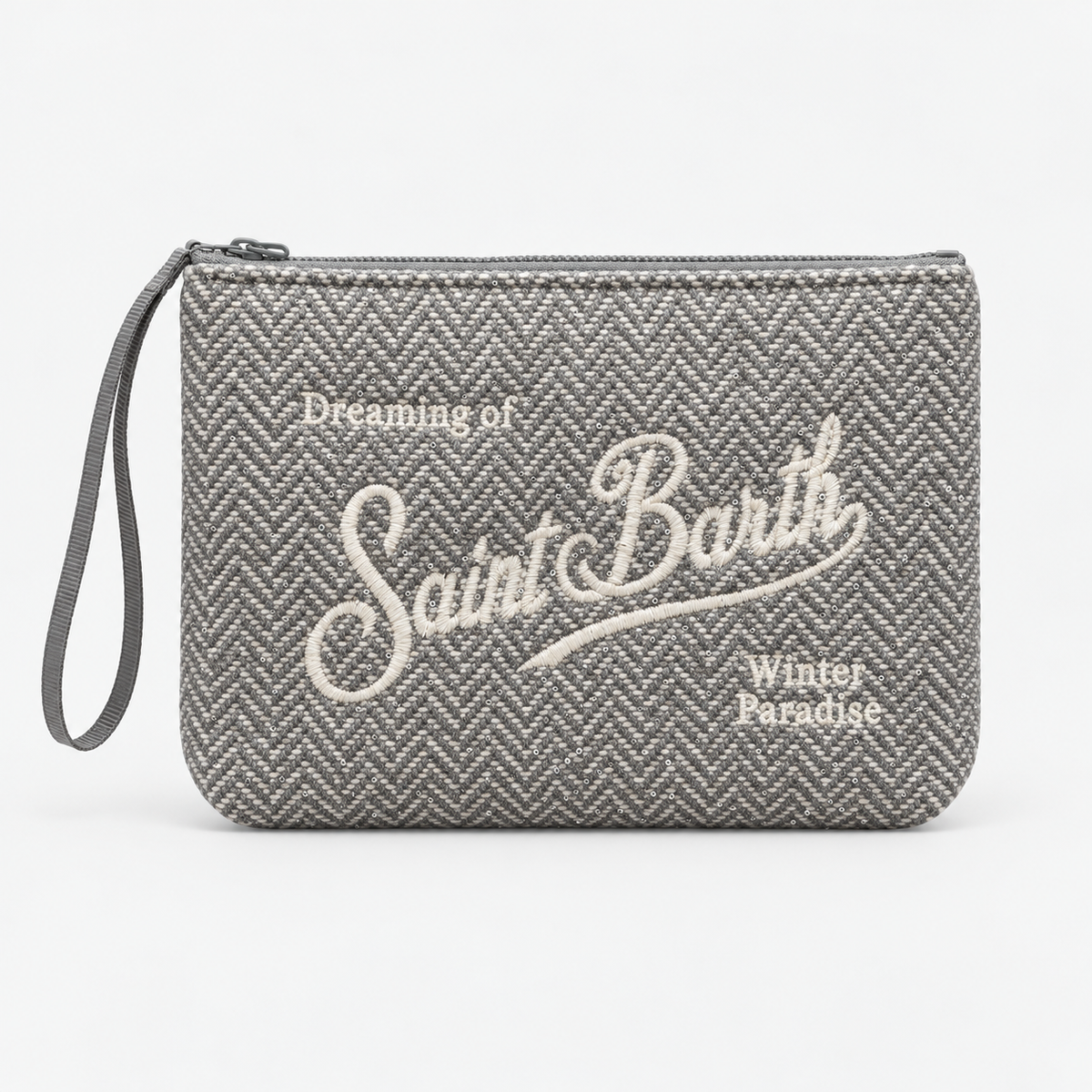 MC2 Saint Barth Pochette Donna Aline Spigata Grigia con Strass