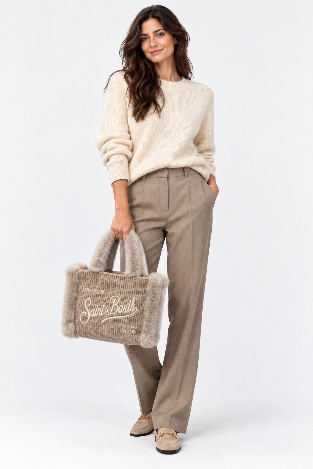MC2 Saint Barth Borsa Donna Colette in Maglia Beige