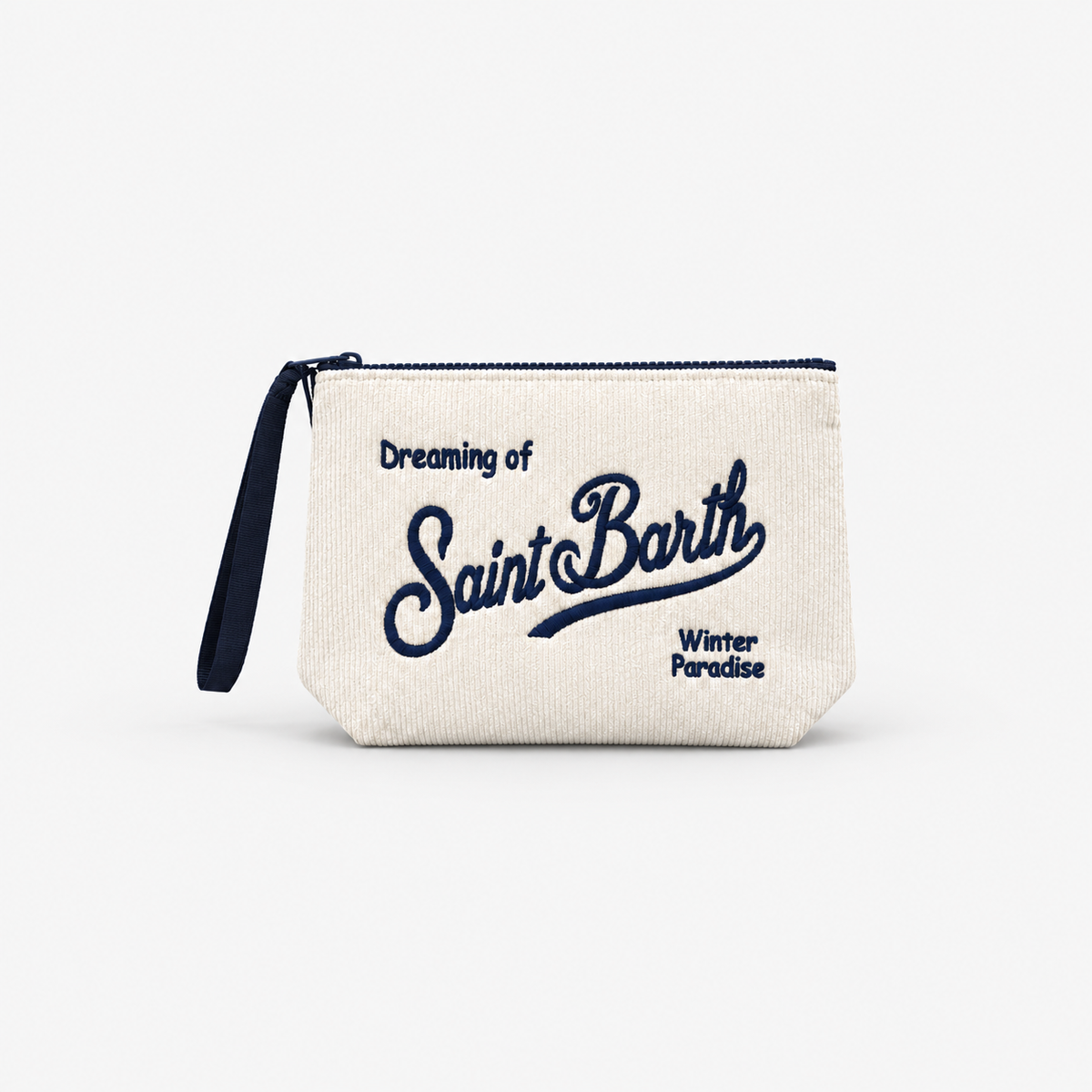 MC2 Saint Barth Pochette Donna Aline in Velluto a Coste Avorio