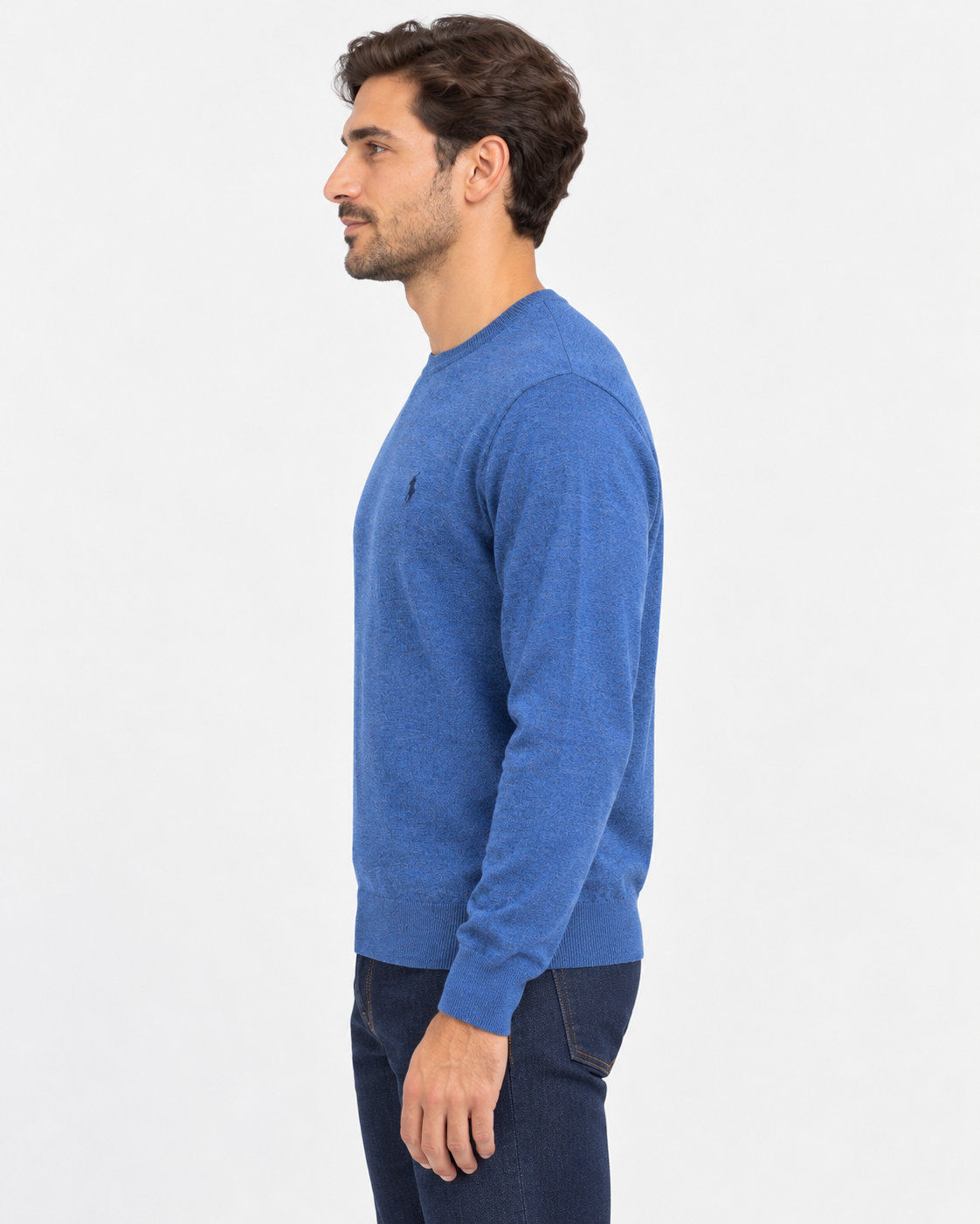Polo Ralph Lauren maglione uomo girocollo in lana slim-fit Navy Heather