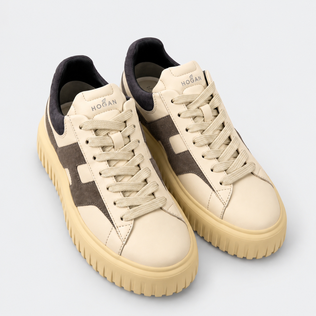 Hogan sneakers uomo h-stripes avorio grigio blu