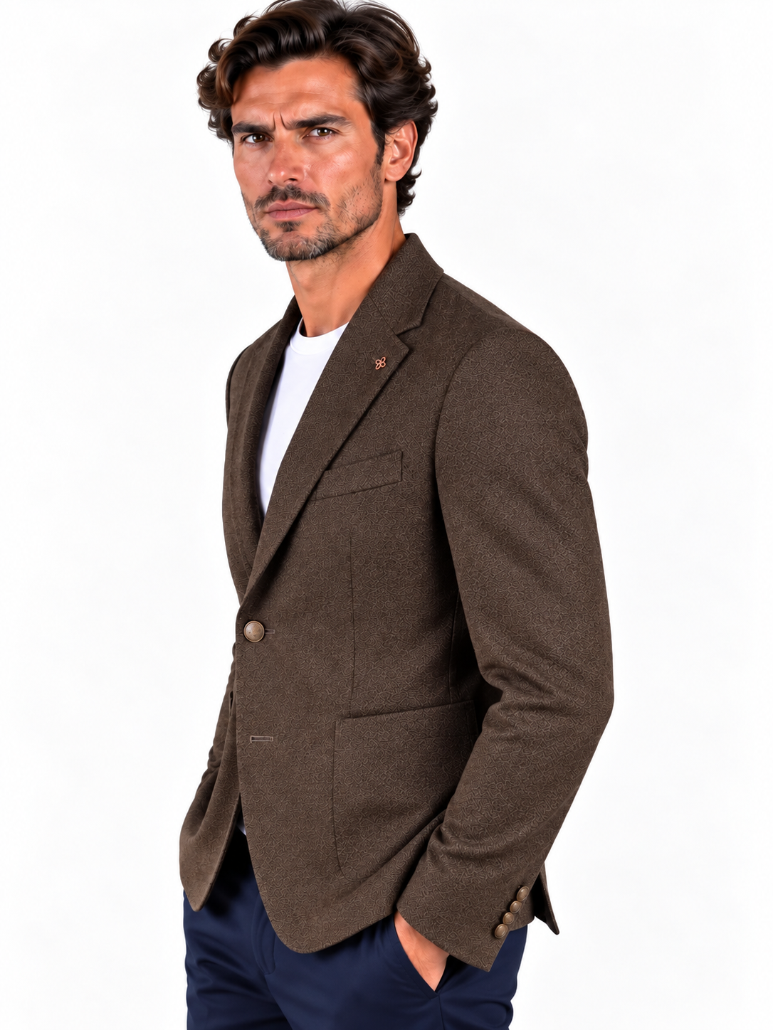 Tagliatore giacca uomo montecarlo monopetto in lana vergine super 100's Moro