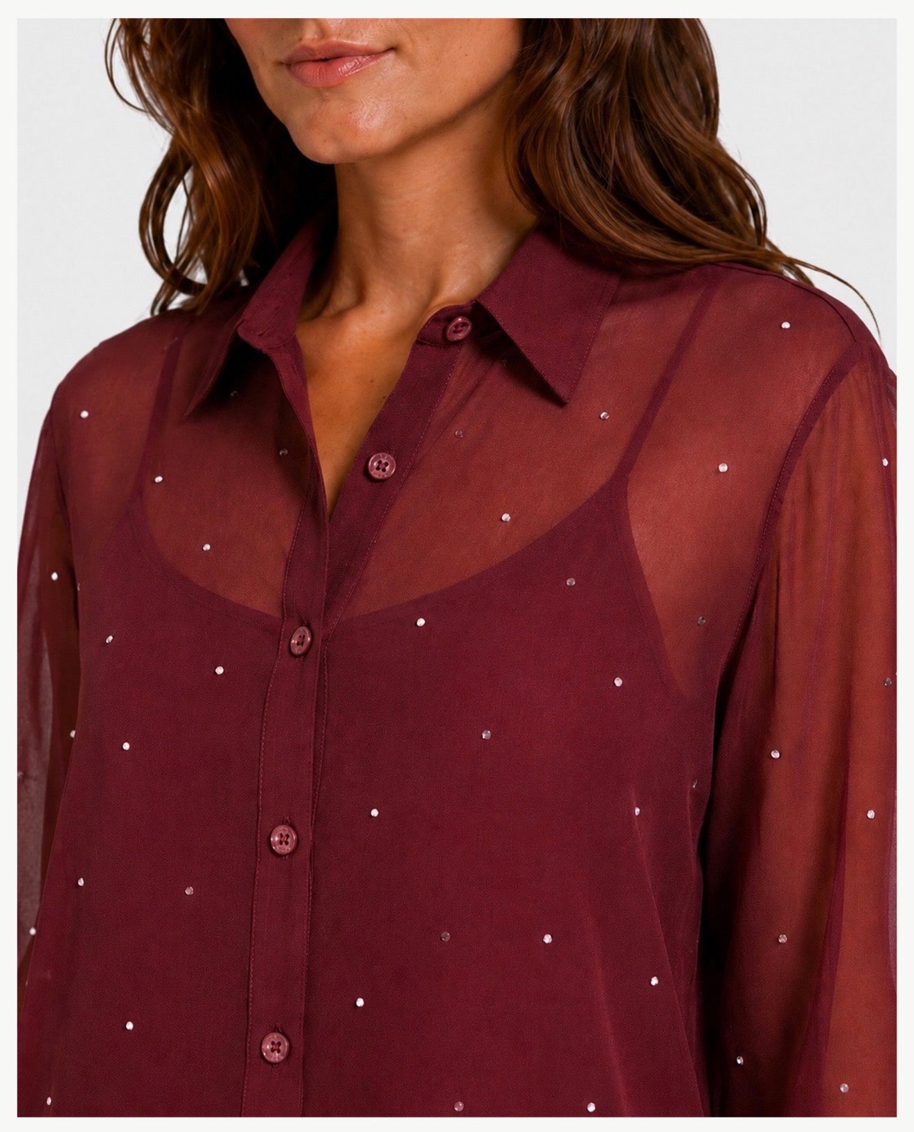 Camicia Brigitte in georgette strass bordeaux