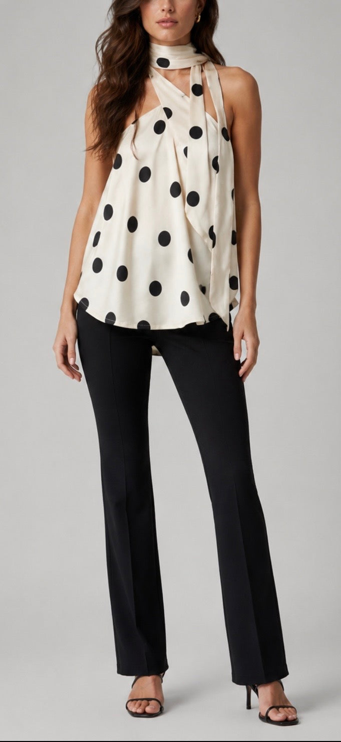Top Dixie a pois con scollo halter