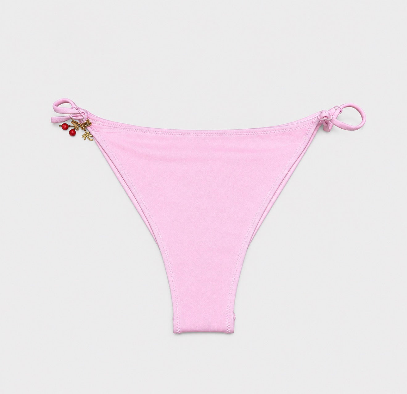 Bikini Lezzy triangolo in tessuto glossy finish rosa con charms