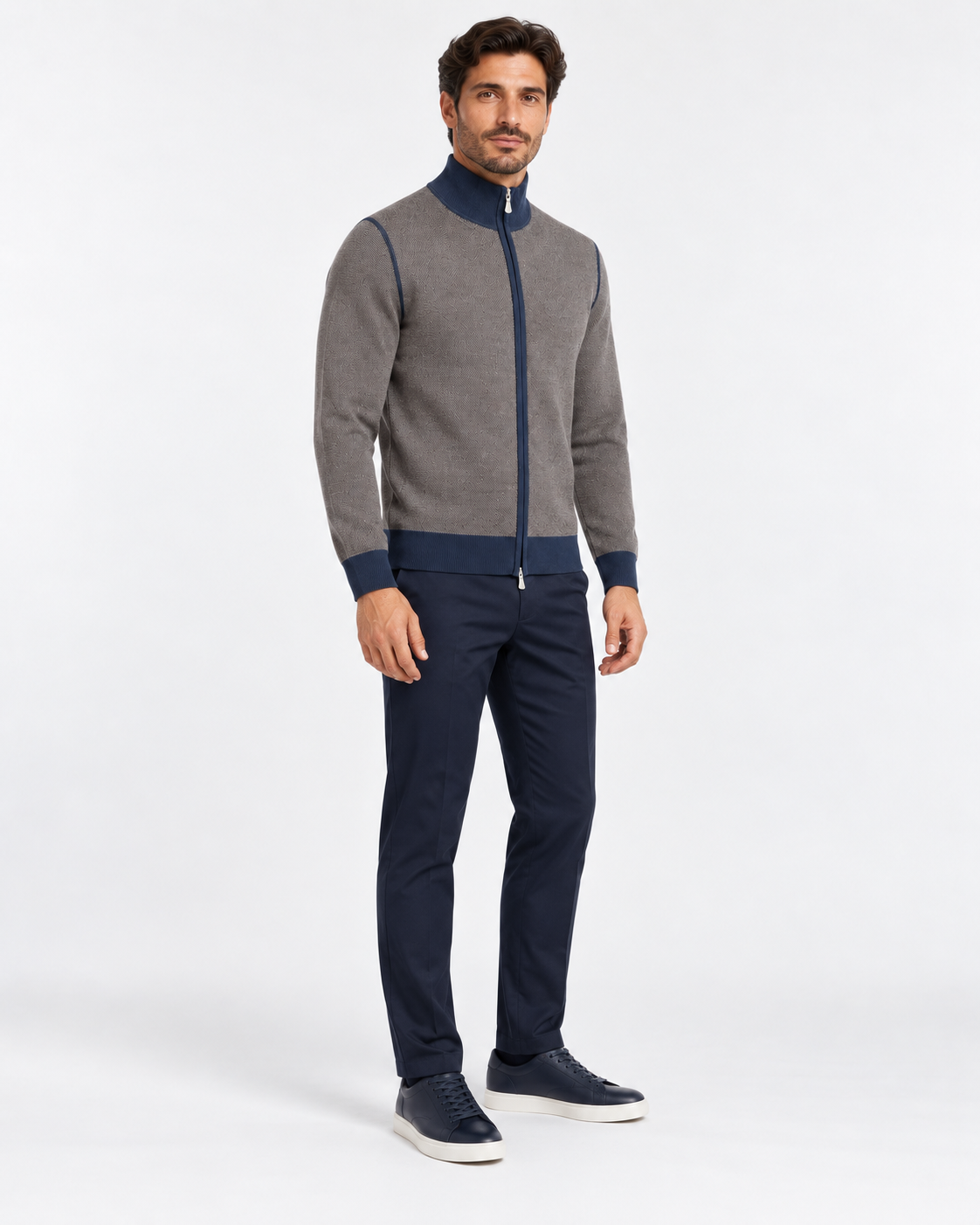 Gran Sasso Cardigan uomo in lana vergine moro blu