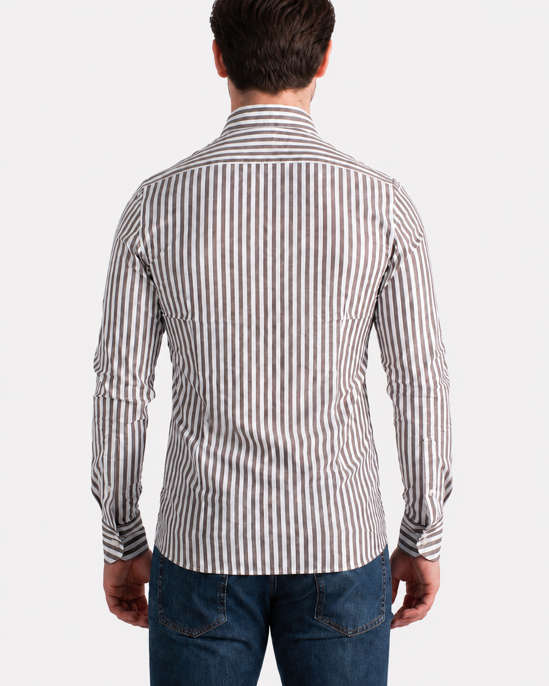 Camicia tecnica a righe brown
