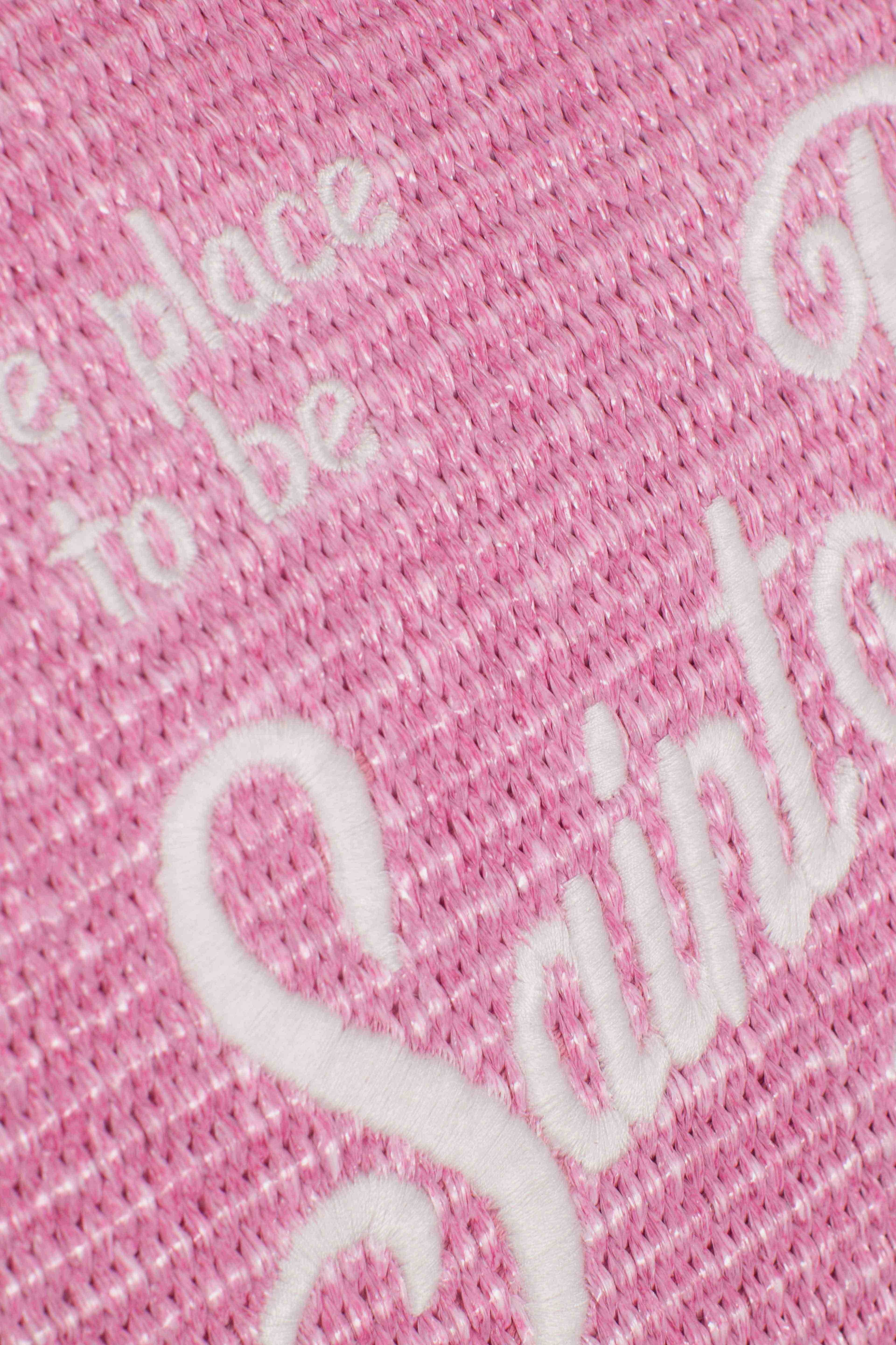 Borsa Colette effetto paglia con logo ricamato rosa