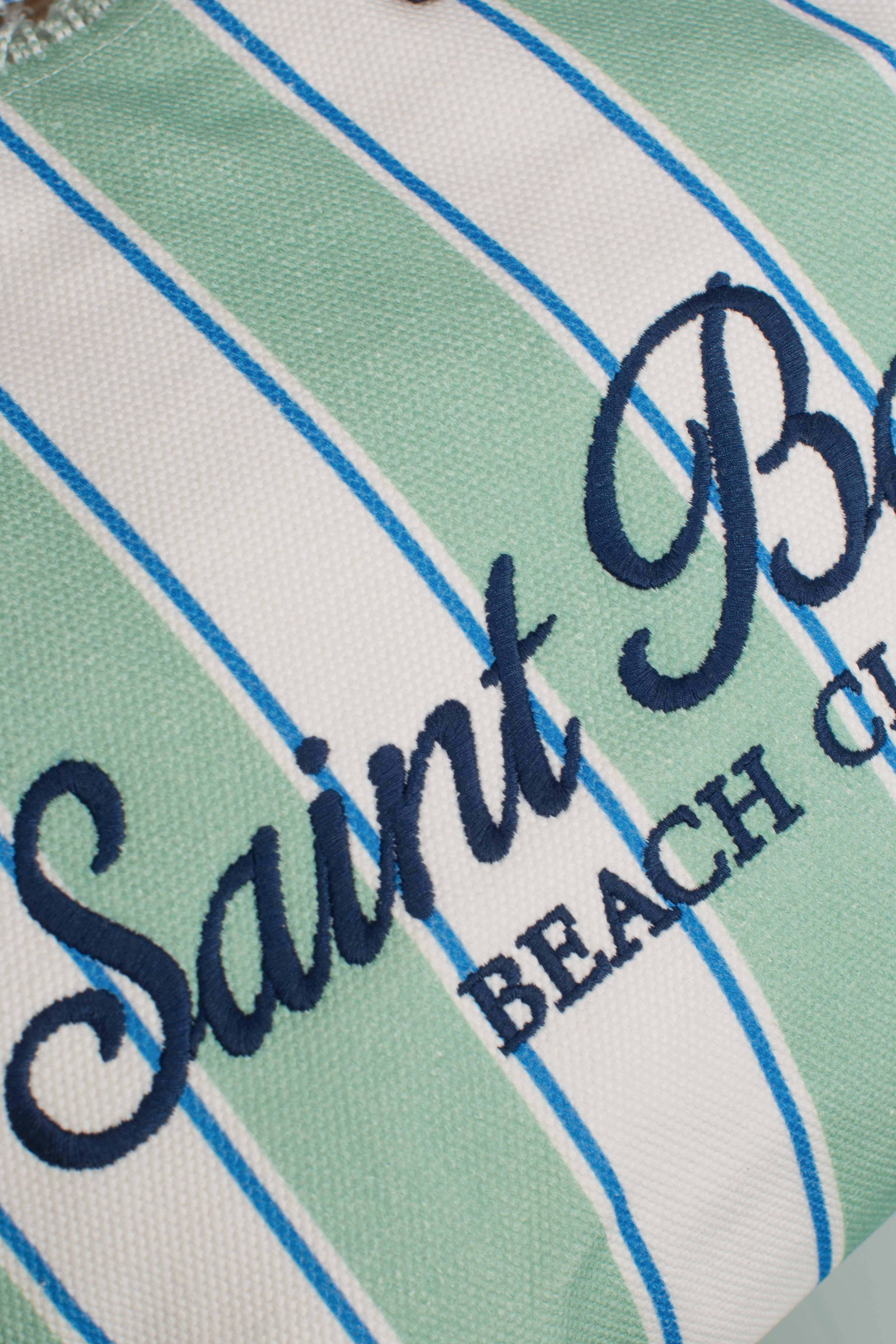 Borsa Vanity regular in canvas a righe St.Barth beach club