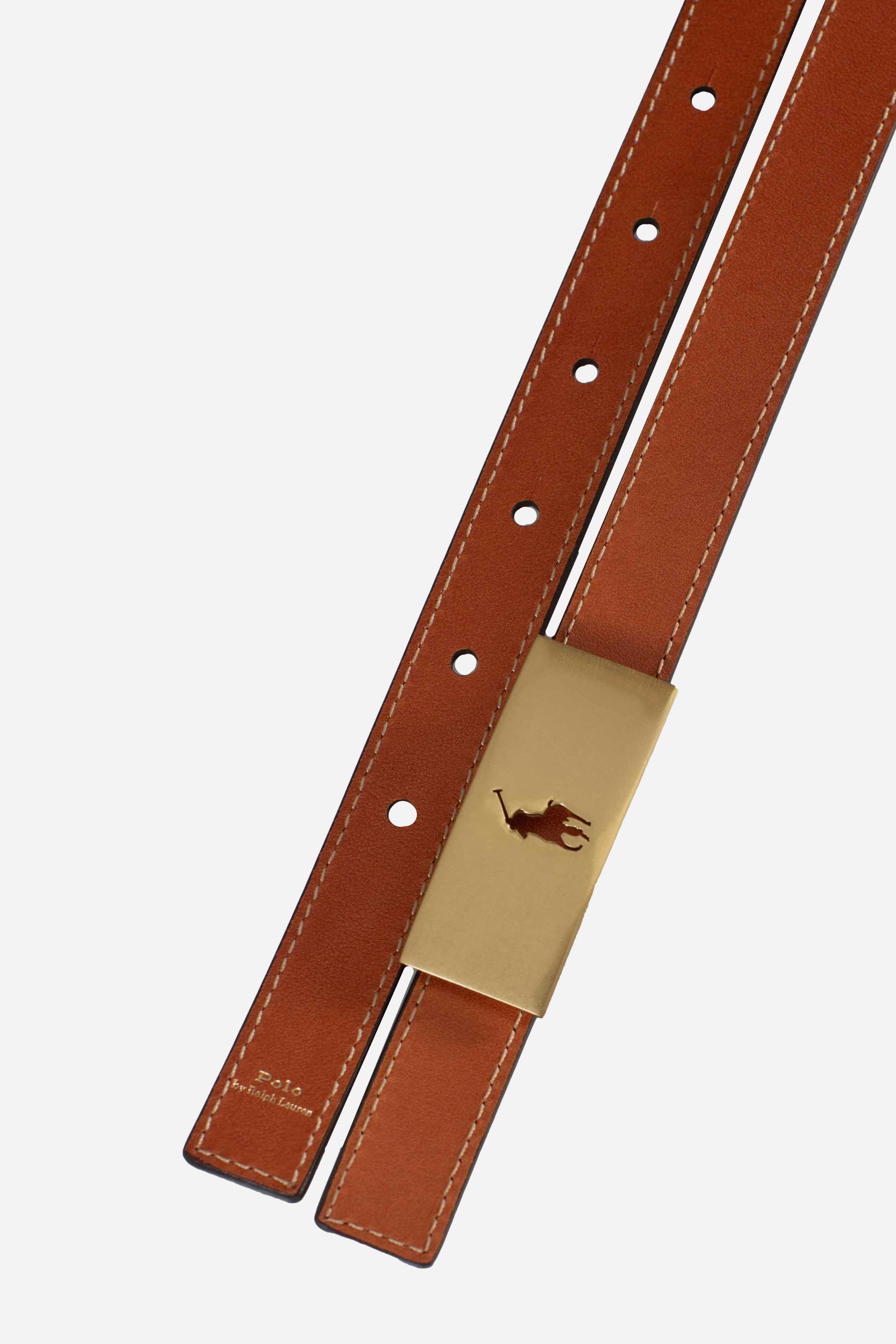 CINTURA REVERSIBILE IN PELLE VACHETTA POLO ID CUOIO e VERDE 429895825007 POLO RALPH LAUREN