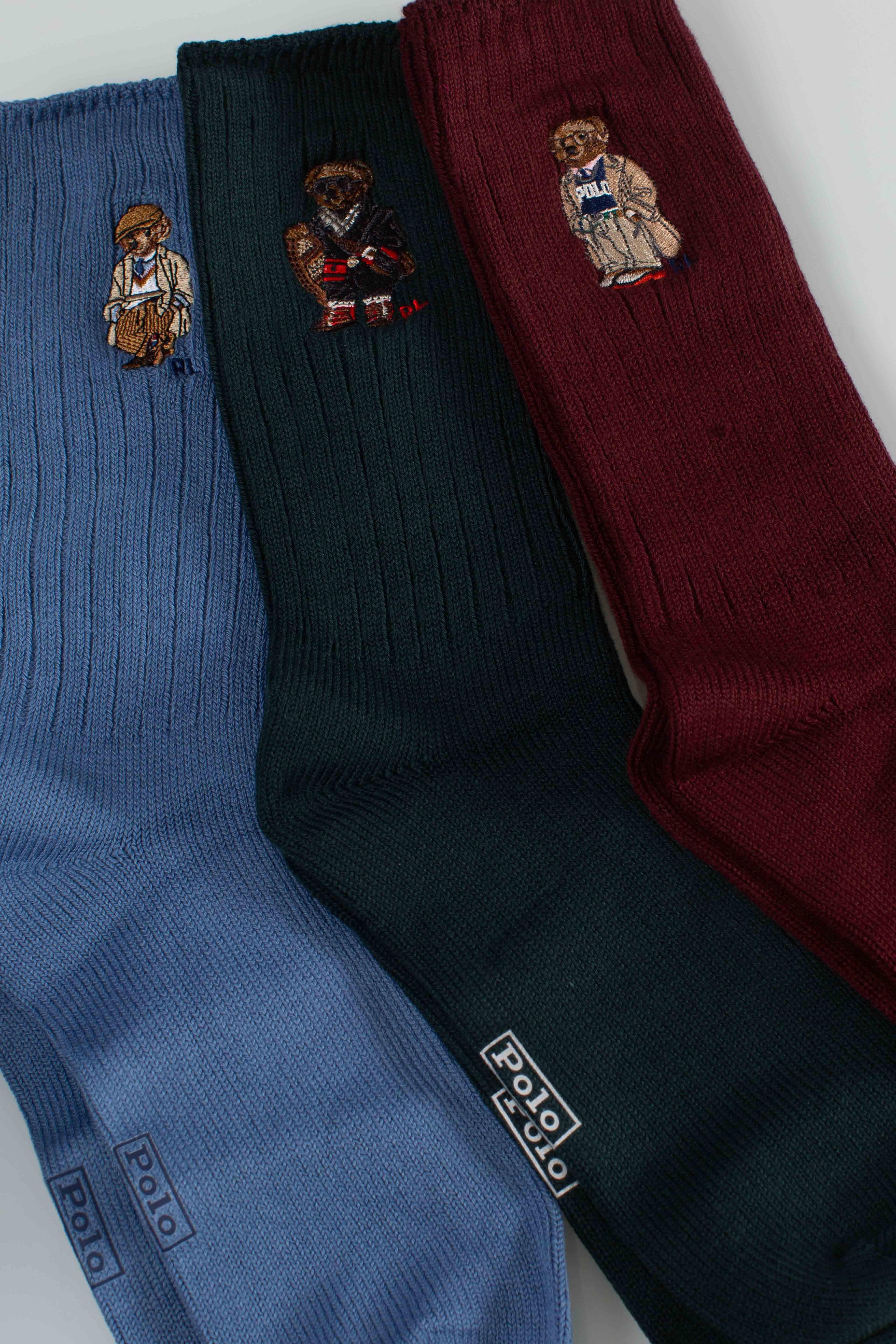 Set regalo 3 paia di calze Polo Bear blue green wine 449P04718001 POLO RALPH LAUREN