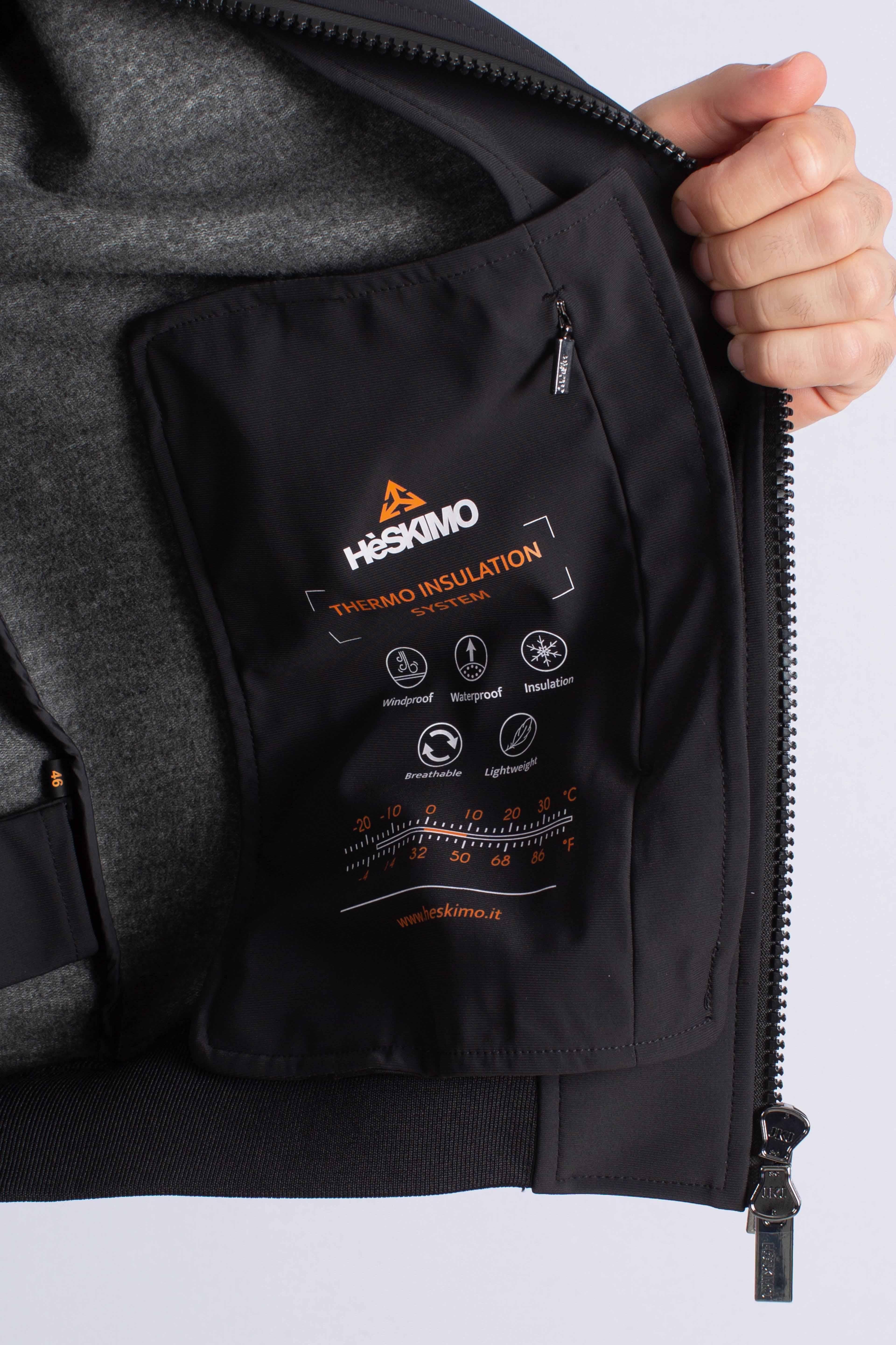 Giubbino Softshell nero con Cappuccio HE9440023NERO HESKIMO