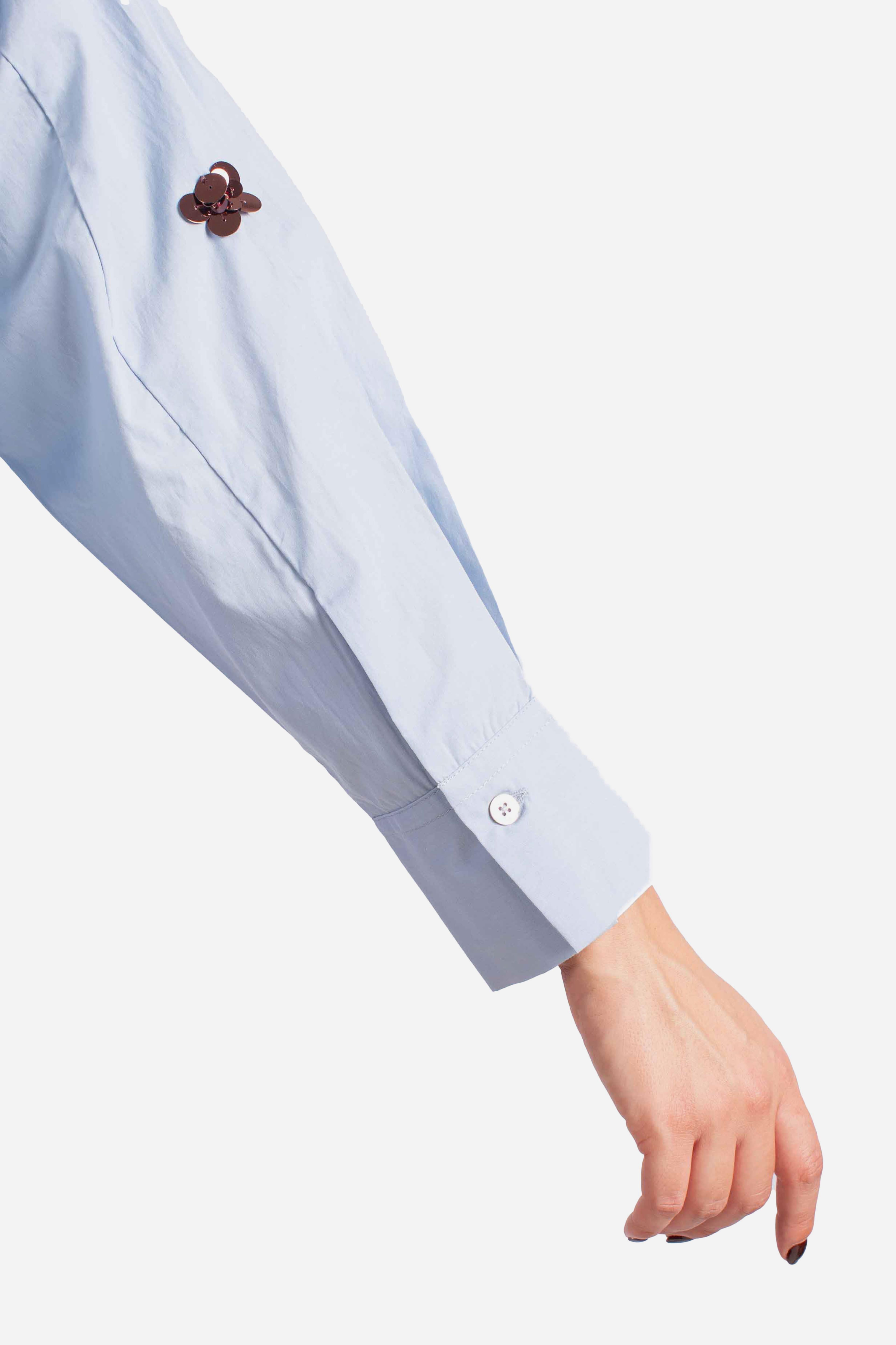 Camicia azzurra con fiori paillettati C844Y005A1500 DIXIE
