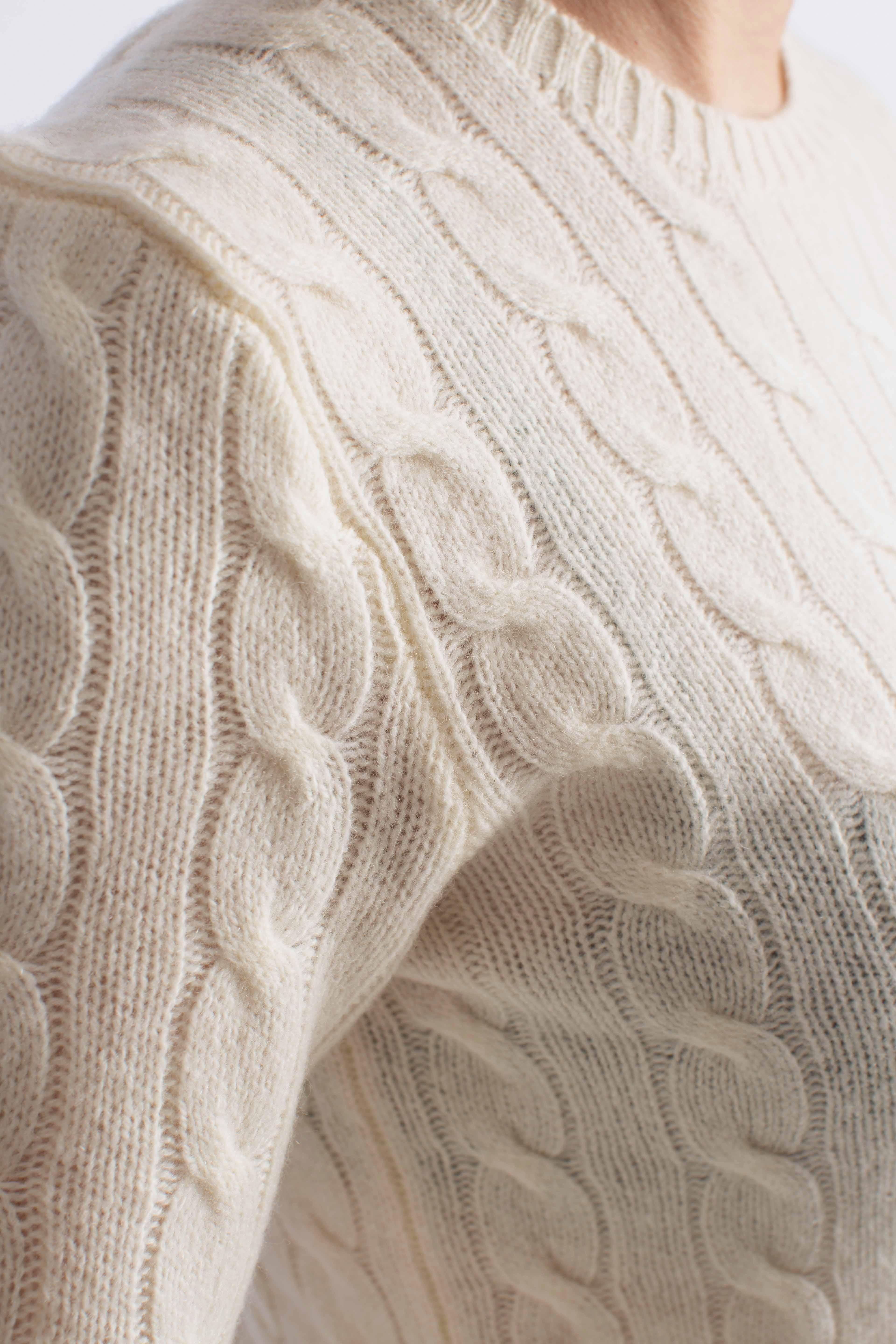 Girocollo in lana e cashmere a trecce white 211971865001 POLO RALPH LAUREN
