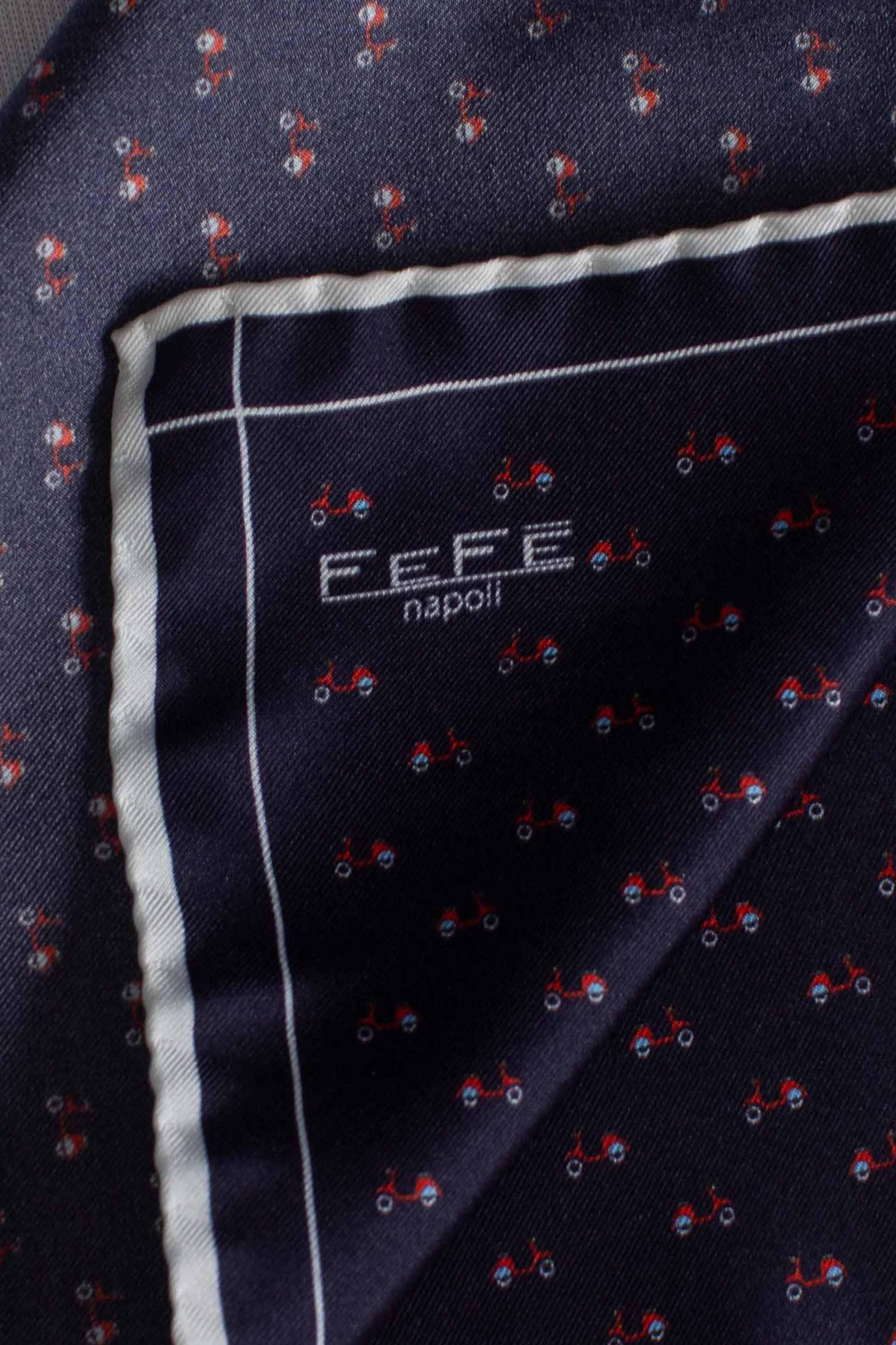 Pochette in seta stampa dandy vespe special blu rosso SPCL1 FEFE'