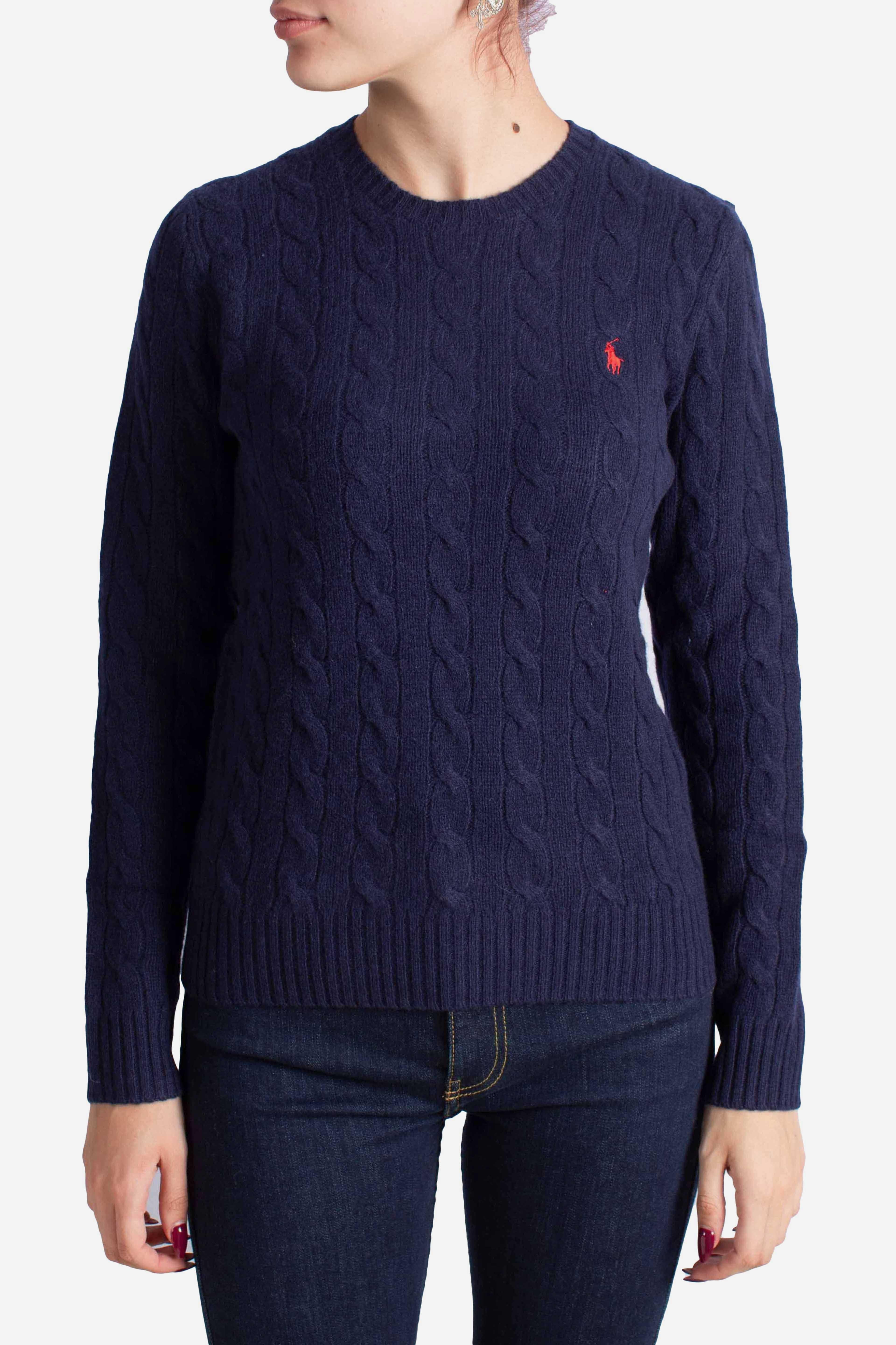 Girocollo in lana e cashmere a trecce blue 211971865003 POLO RALPH LAUREN